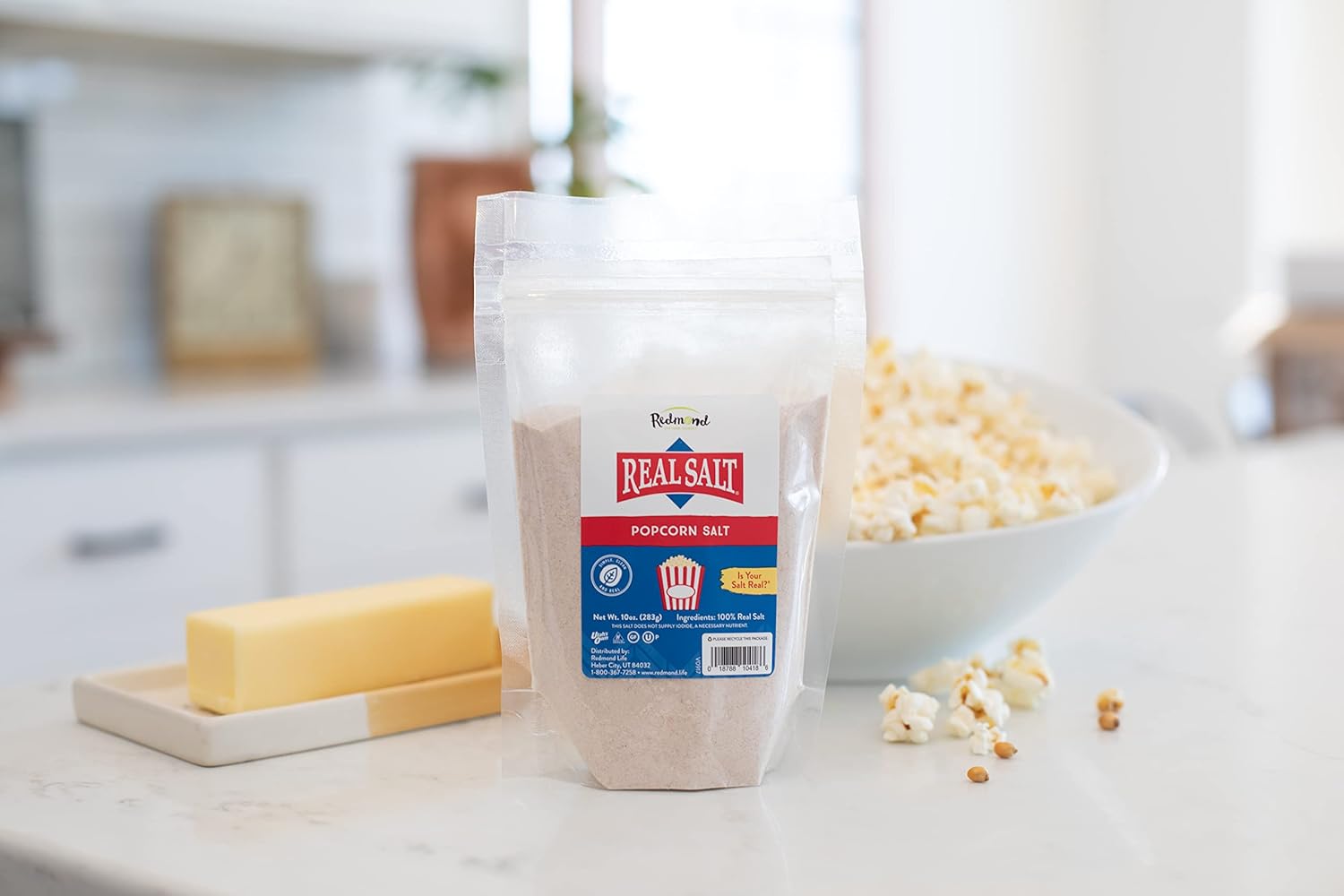 Redmond Real Sea Salt - Natural Unrefined Gluten Free Popcorn, 10 Ounce Pouch : Grocery & Gourmet Food