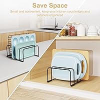 Vista 6 de Organizador de Tablas de Cortar y Estante para Bandejas de Hornear, [Paquete de 1] Organizador de Bandejas para Galletas de Metal Resistente Negro