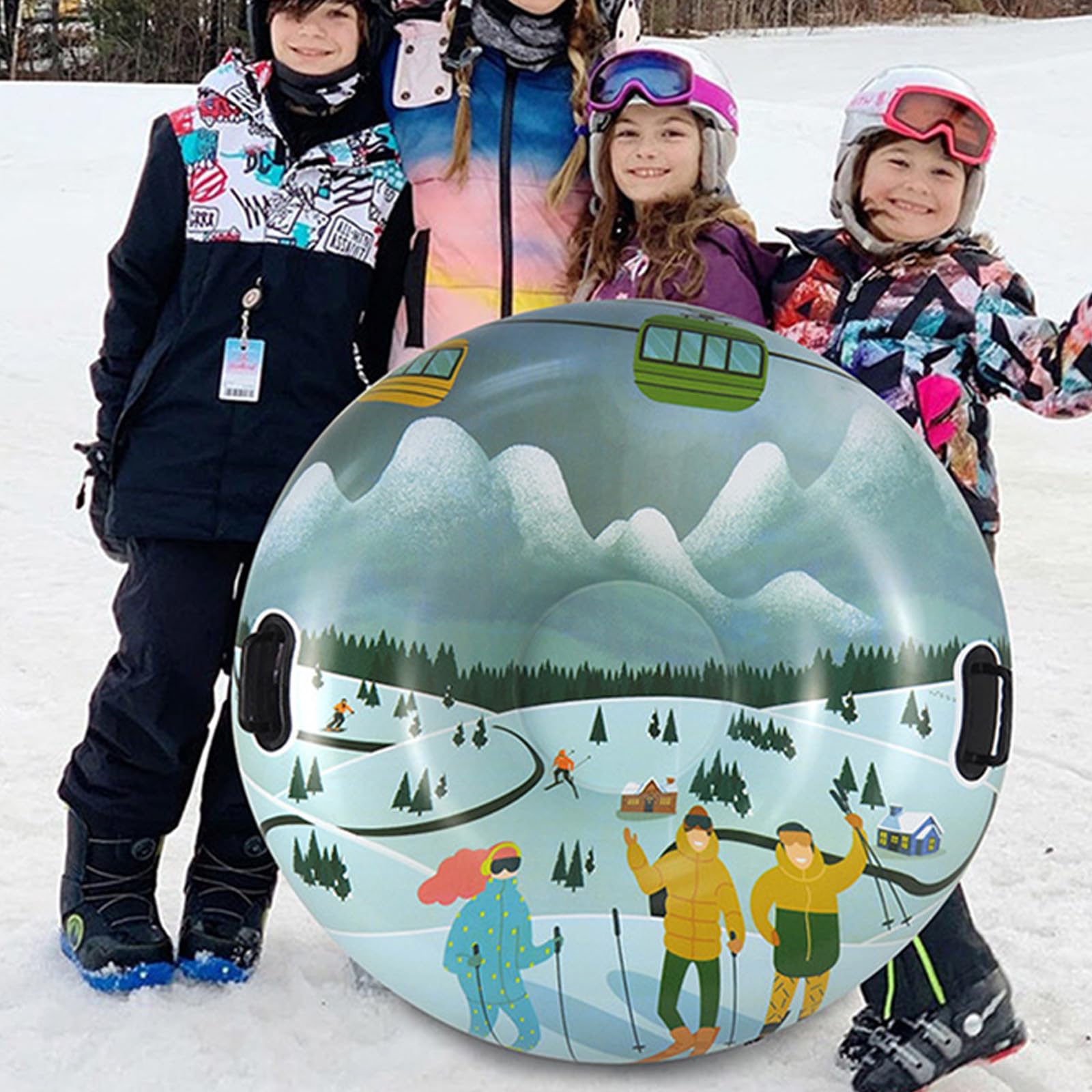 Traîneau à neige gonflable épais avec poignées - Jouet d'hiver pour garçons et filles - Activité familiale