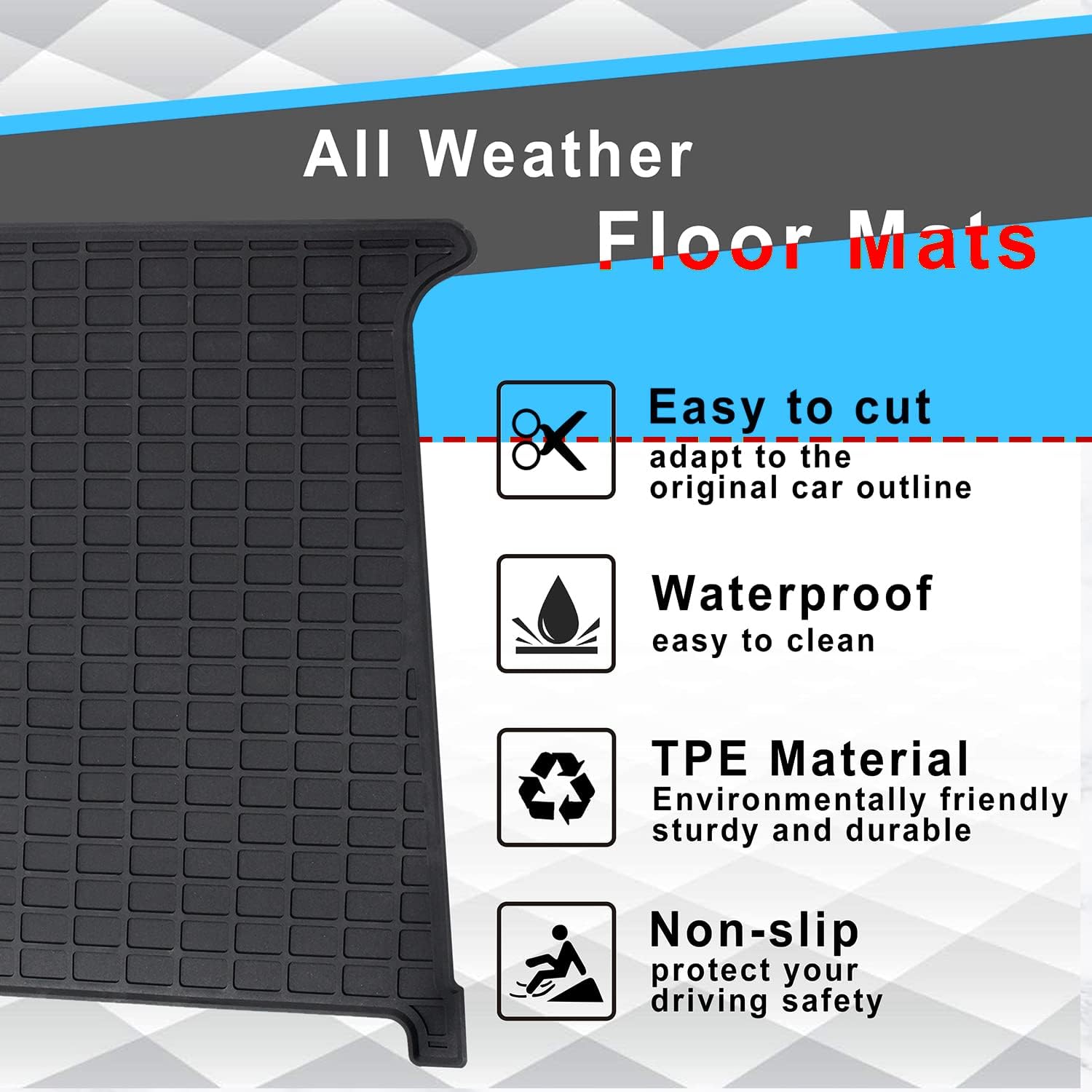Floor Mats Compatible with Kenworth T660 T800 T600 T440 W900,Truck Floor Rubber Mats Cargo Liners for Kenworth Accessories,All-Weather Guard Heavy Duty Includes 2PCS Set