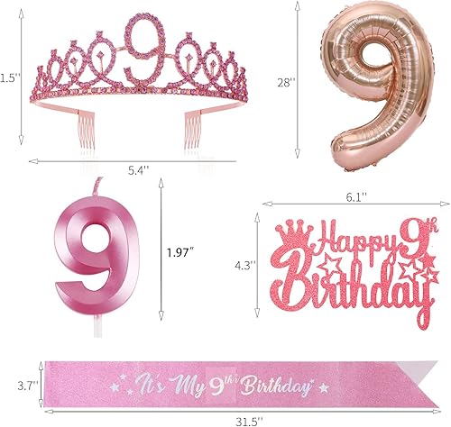 Miniatura 10 de Juego de tira y tiara para cumpleaños número 13, corona de diamantes de imitación, corona de diamantes de imitación, globo de aluminio de 32