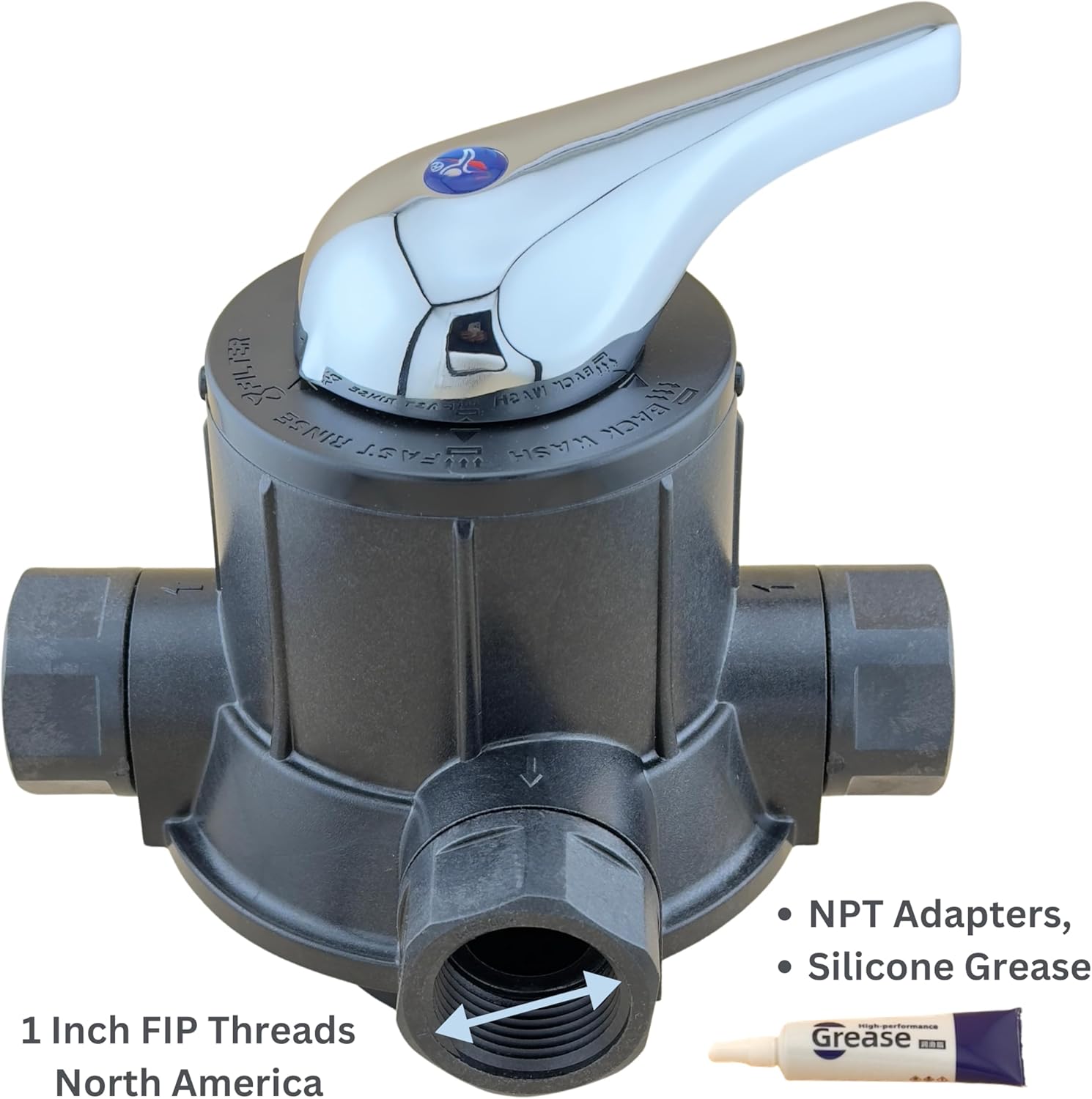 USAQUAPRO F56A1 Manual Backwash Filter Control Valve for Water Treatment with Top Strainer BSPP/FIP-1" threads NPT Female threads (with adapters)