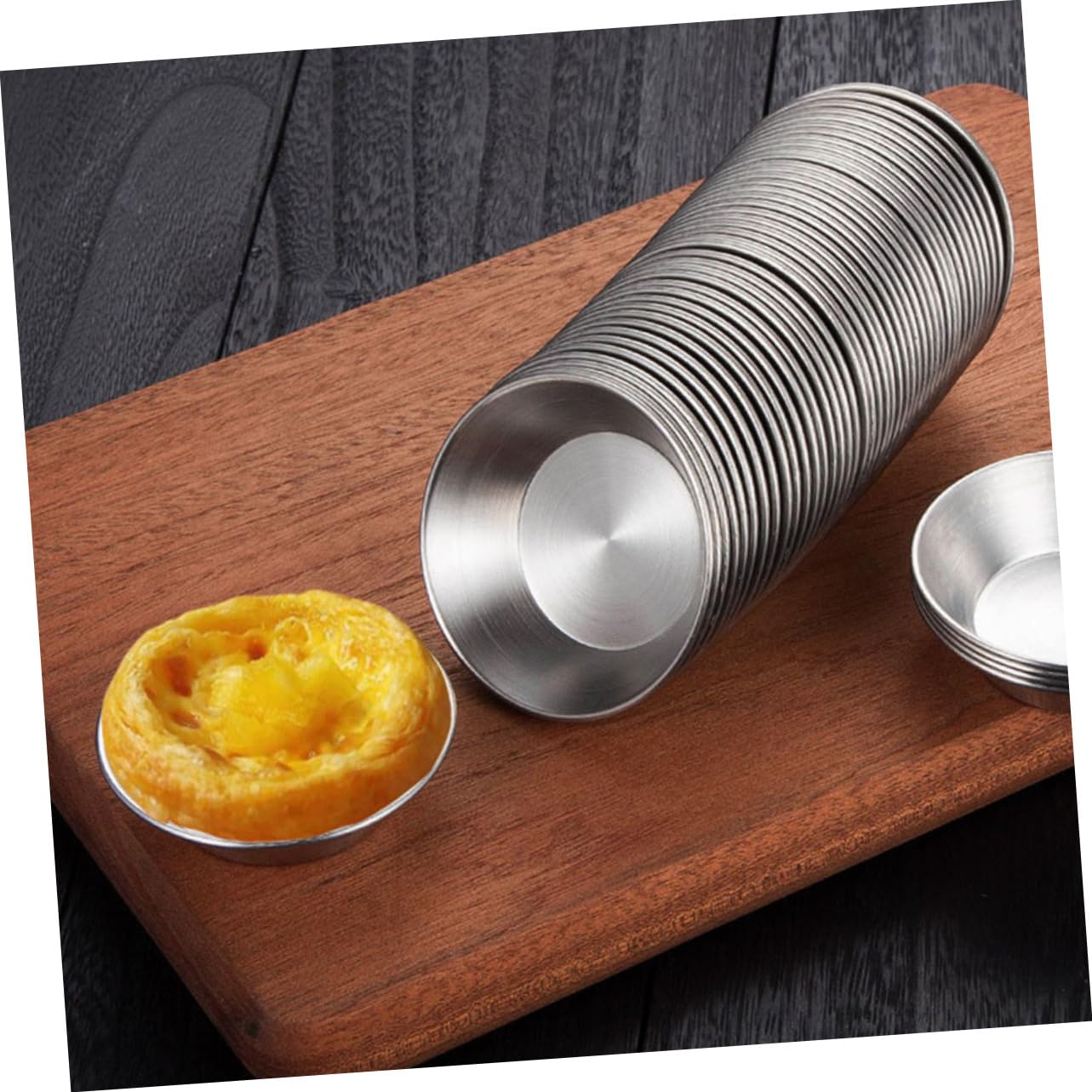 SOLUSTRE 1set Aluminium Alloy Egg Tart Nonstick Bakeware for Quick Heating Easy Cleaning Suitable for Oven Dishwasher Use 6pcs