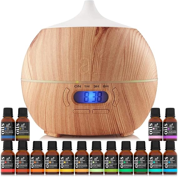 Art Naturals-Essential Oil Diffuser and Top 16 Aromatherapy Oils Set for Anxiety, Relaxation, Stress Relief