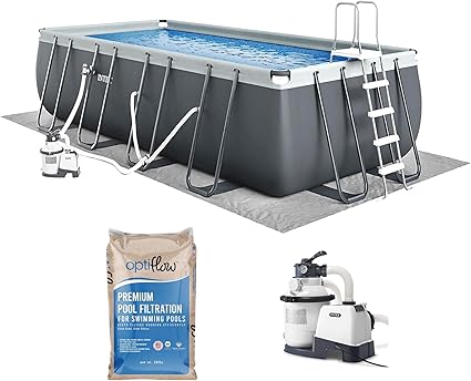Intex 26355EH Ultra XTR 18ft x 9ft x 52in Above Ground Swimming Pool Set with Sand Filter Pump and OptiFlow 50lb Premium Filter Sand