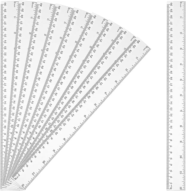 10 Pack 30cm Ruler -12 Inches Clear Plastic Ruler Straight Ruler Flexible Ruler Transparent Ruler With Inches and Metric for School Classroom, Home or Office