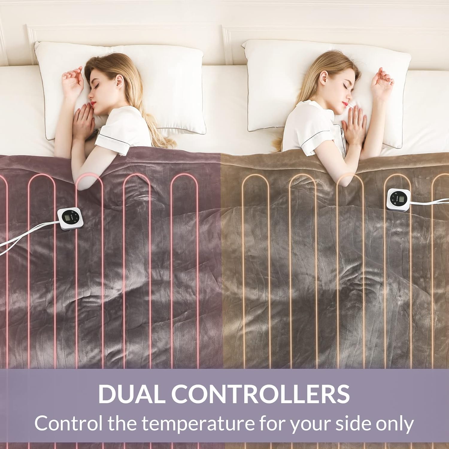 Review HOMLYNS Electric Blanket Queen Size Dual Control, Heated Blanket