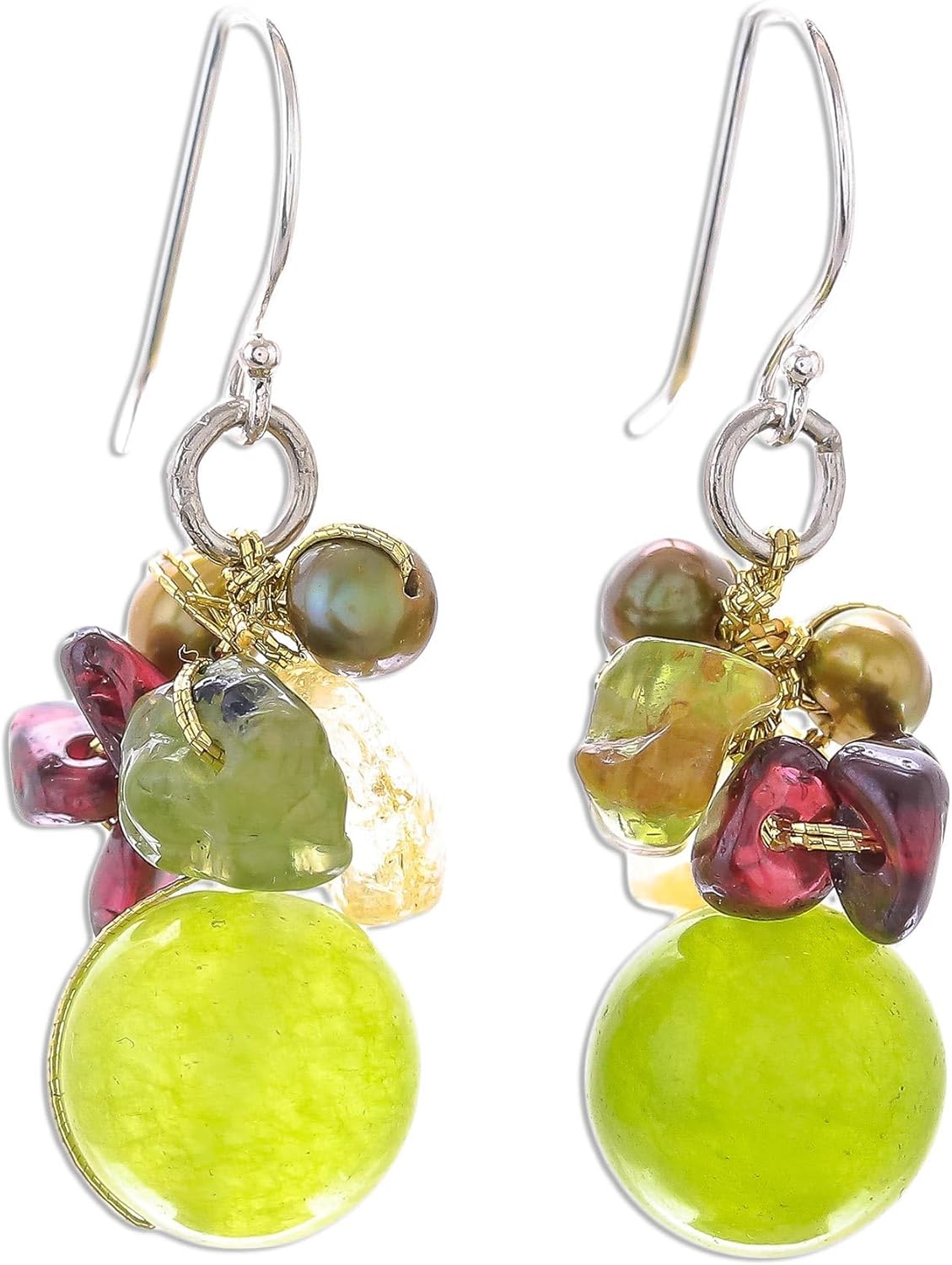NOVICA Artisan Handmade Citrine .925 Sterling Silver Plated Earrings