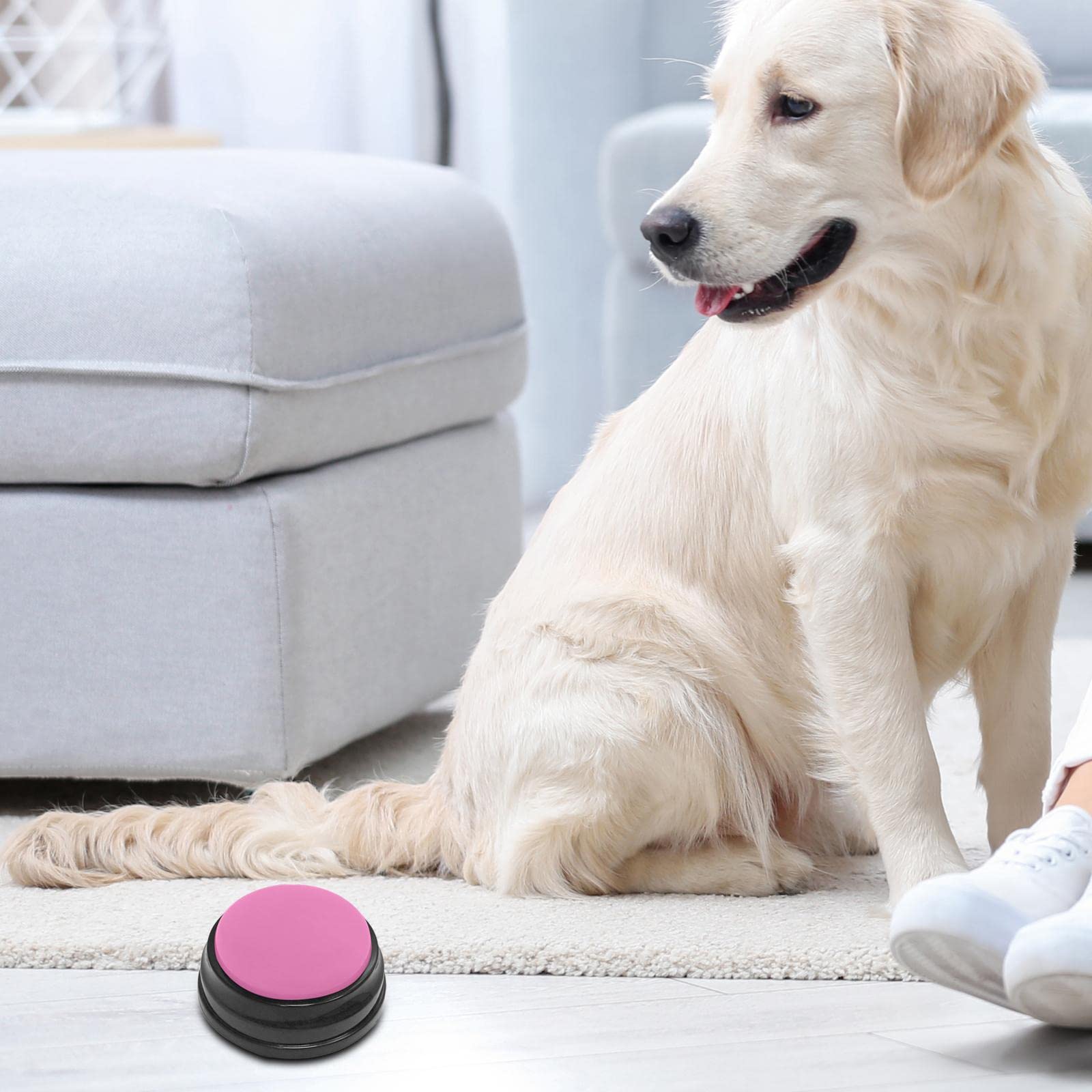Recordable Sound Button Communication Interactive Toy Recorder Playback Talking Puppy Kitten Recording Voice Button for Kids Learning Pink - Image 4