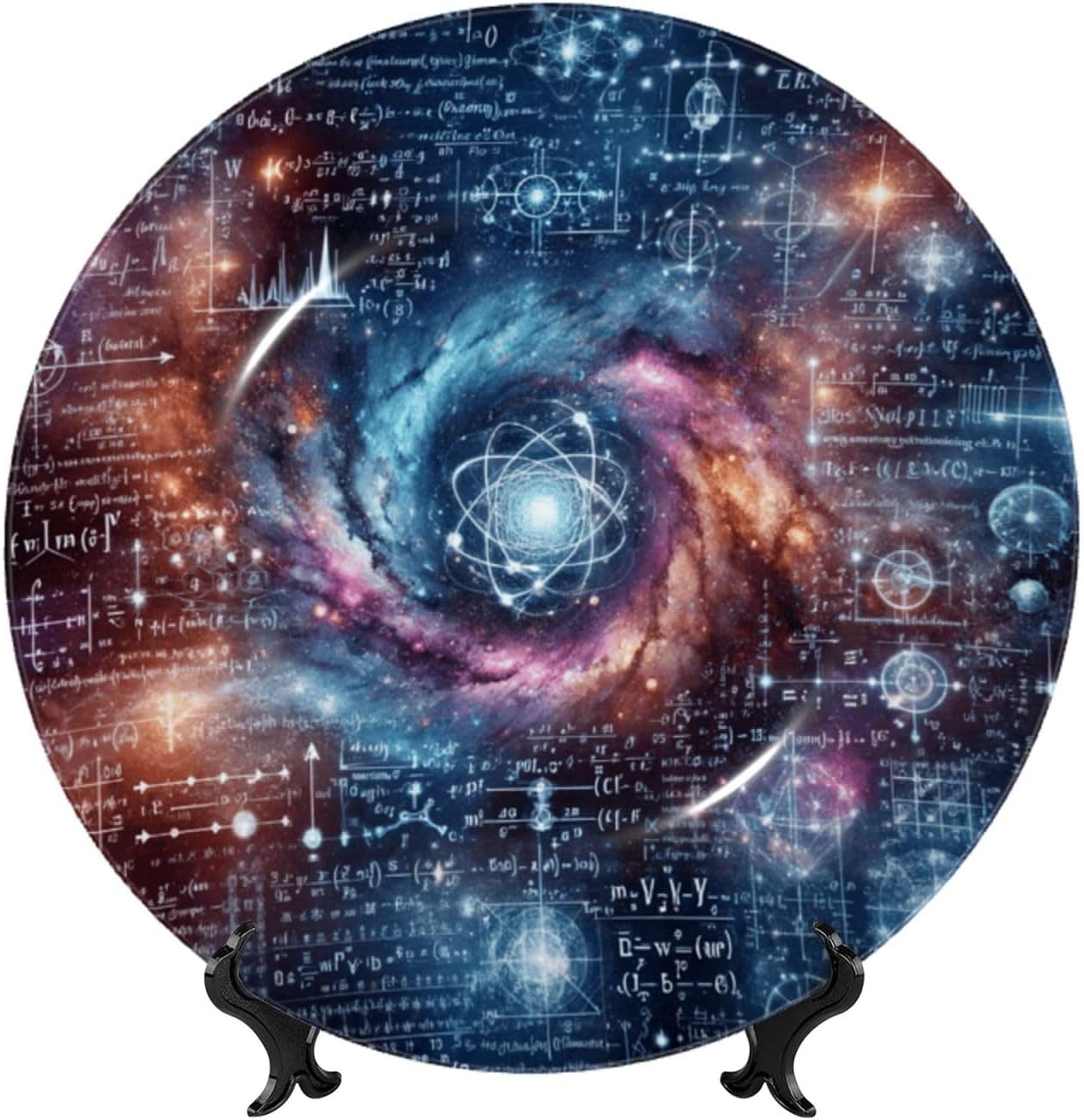 Physical-Formula-Starry-Sky 10 Inch Decorative Plate With Stand, Elegant Display Wall Plate For Home Decor
