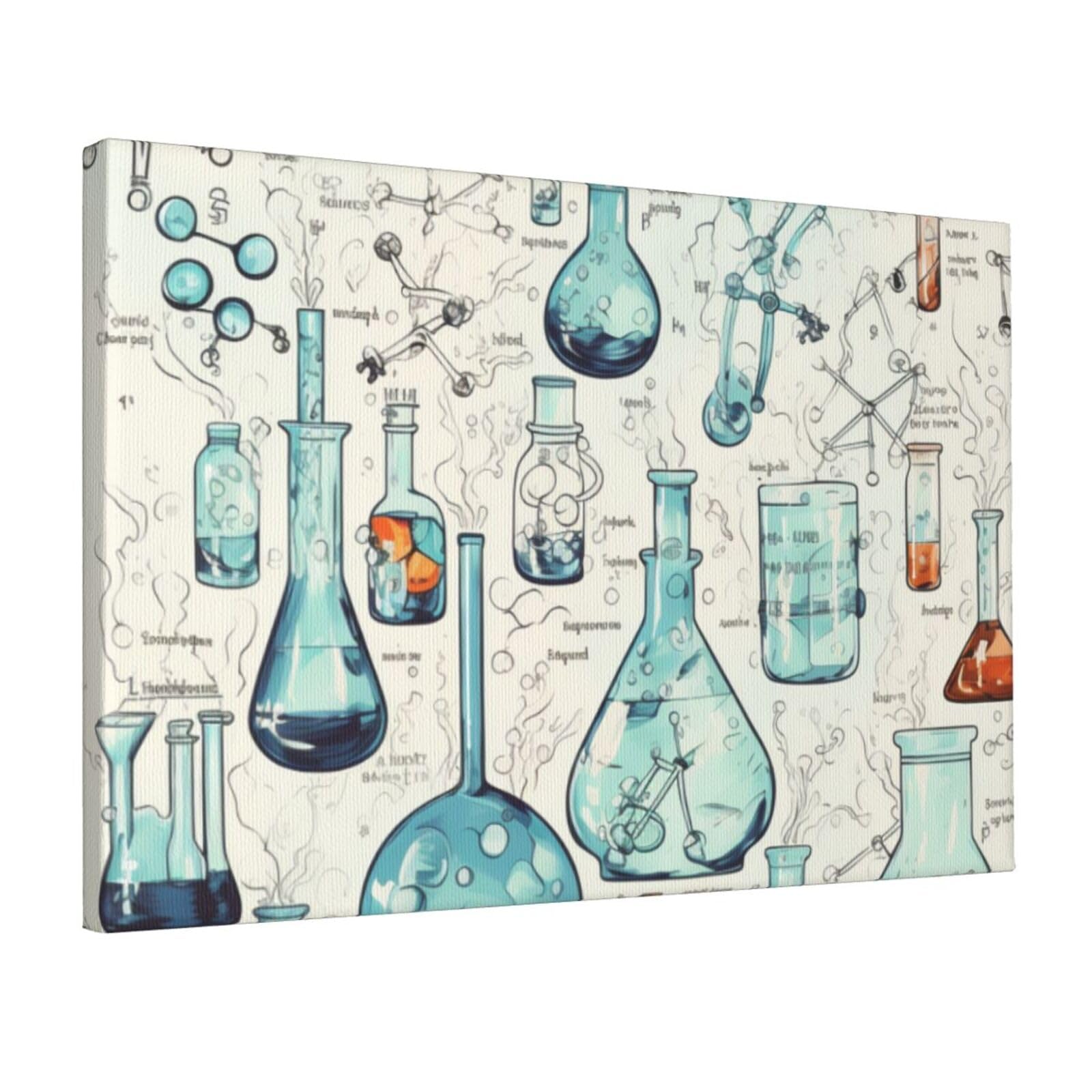 KLOPH Chemistry Print Canvas Wall Art for Living Room 12"x18" Modern Artwork Painting for Bathroom Hanging Canvas Prints Aesthetic Wallart for Bedroom Kitchen Office Wall Decor