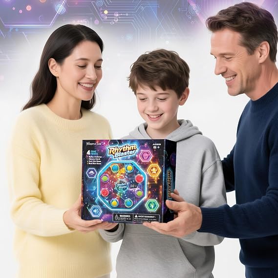 Electronic Table Reflex Game for Solo & 2 Players, Light-Up Memory & Reaction Toy with 4 Game Modes, Family Brain Training Gift for Kids 6 7 8 9 10 11 Year Old Boys & Girls