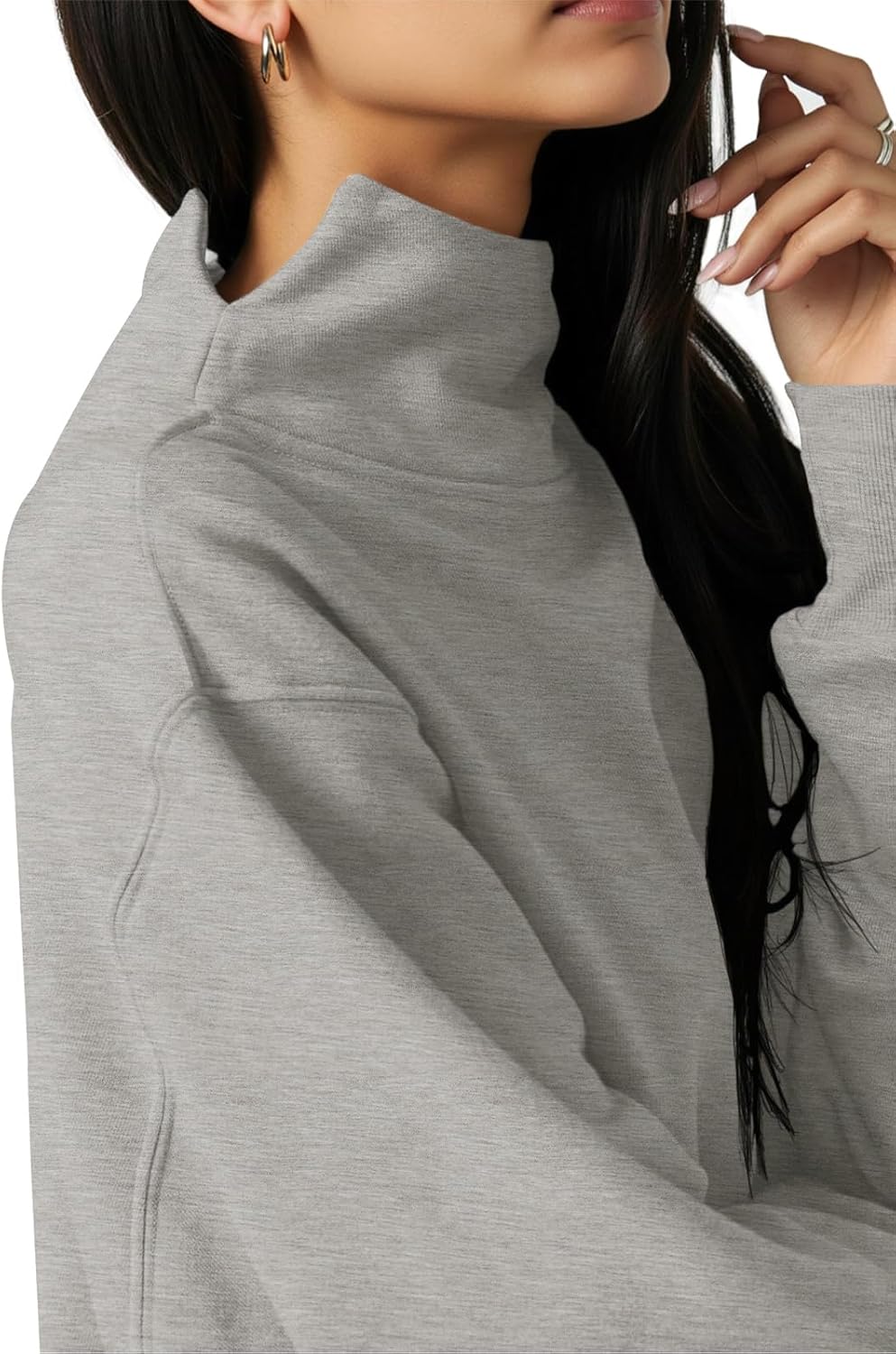 Fisoew Women's Oversized Turtleneck Sweatshirt Long Sleeve Pullover Casual Tops - Image 4