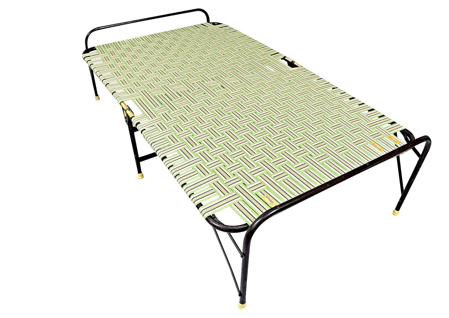 Anmol Premium Iron Folding Powder Coated Bed With 1.5-Inch Big Size Round Frame, Weighing Over 12Kg: 2-In-1 Niwar Design With Heavy Duty Ready To Use (6 X 3.5 Ft), Multi 2