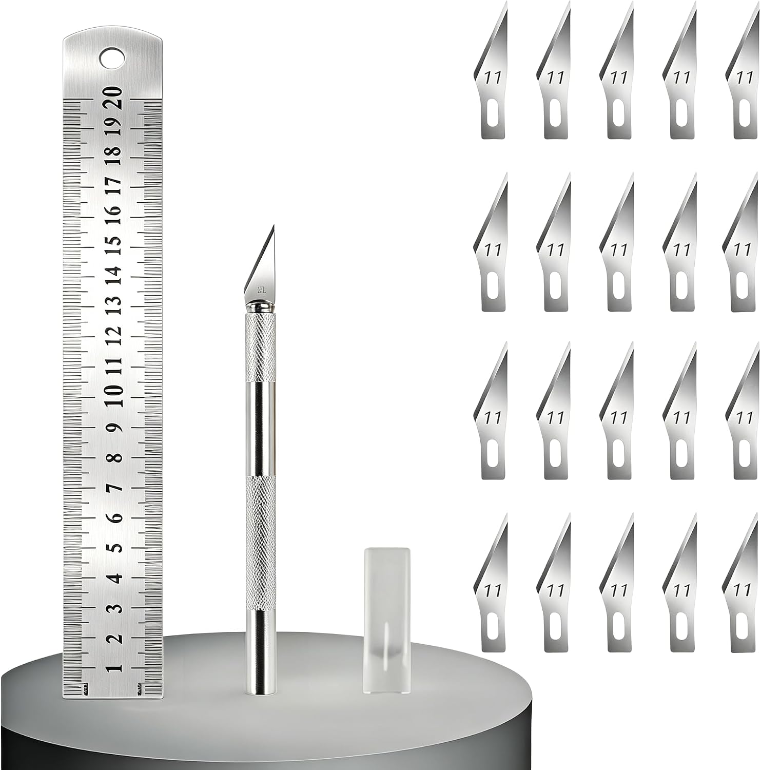 Craft Hobby Knife with 21 Pcs Blades, Exacto Knife with Steel Ruler