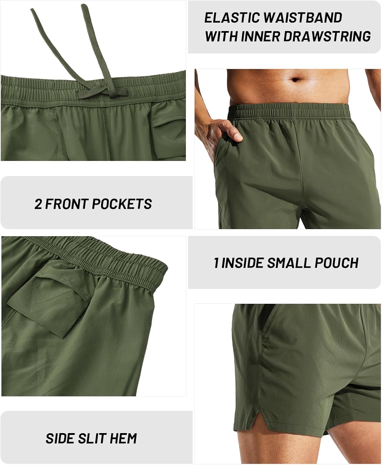 MIER Mens 3 Pack Running Athletic Shorts 5 Inch Quick Dry Lightweight Gym Workout Training Sports Shorts with Pockets - Image 4