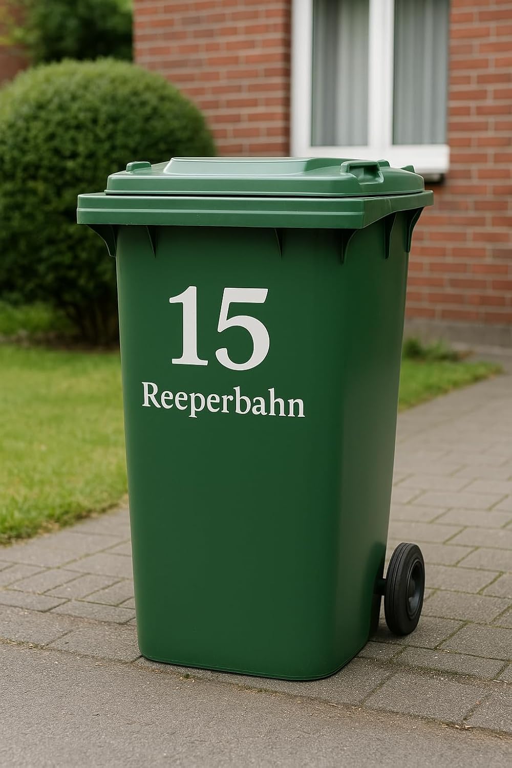 Generisch Personalisierte Mülltonnen Beschriftung – Aufkleber mit Hausnummer & Straße, wetterfest, UV-geschützt, 25 Farben Vinyl