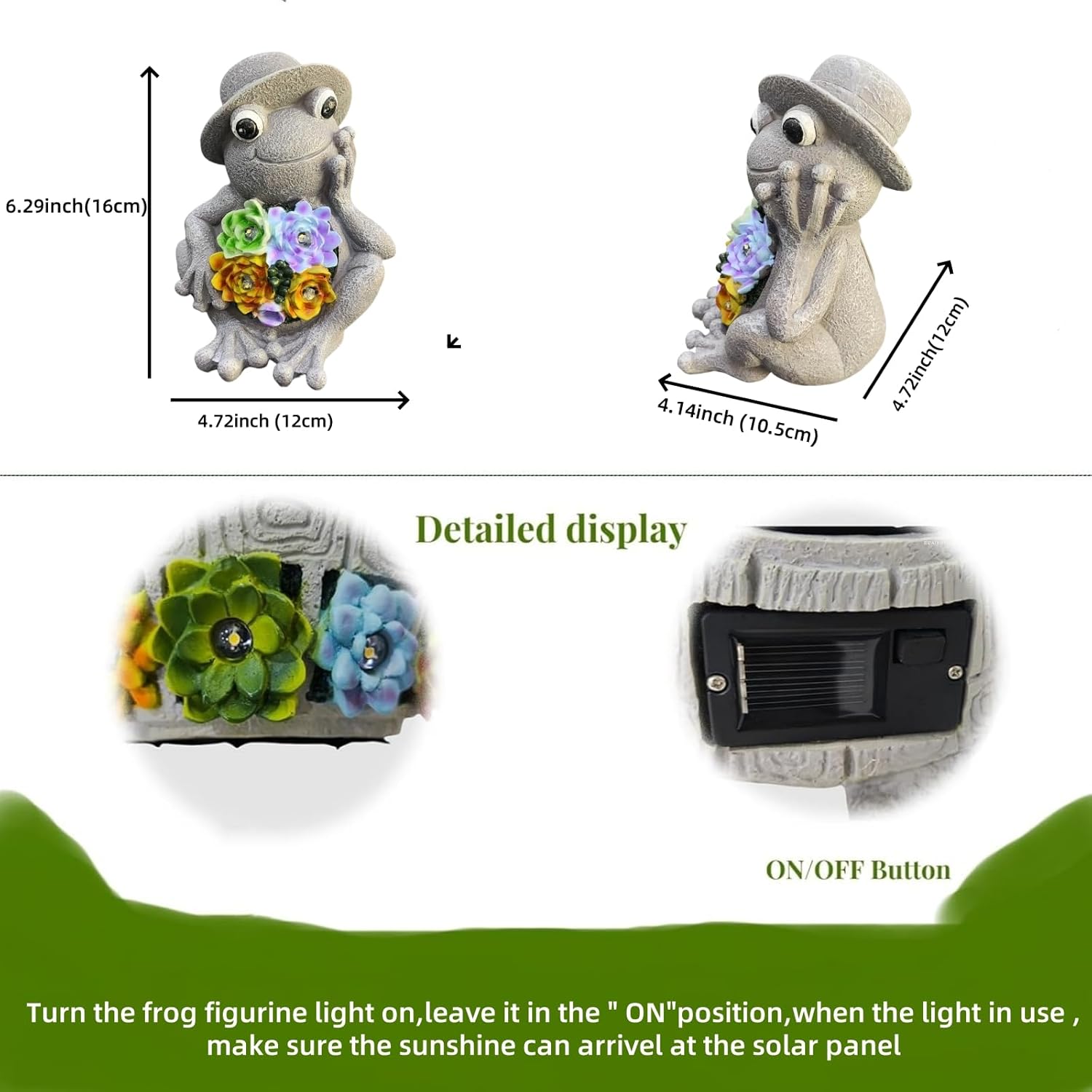 GUCHO Solar Garden Statue Flower Frog with 4 Lights,Outdoor Figurine Lights,Yard Decorations Outdoor for Patio,Balcony,Yard,Flower Bed Decor Garden Decorations,Unique Gifts for Women Men Nature Lovers - Image 3