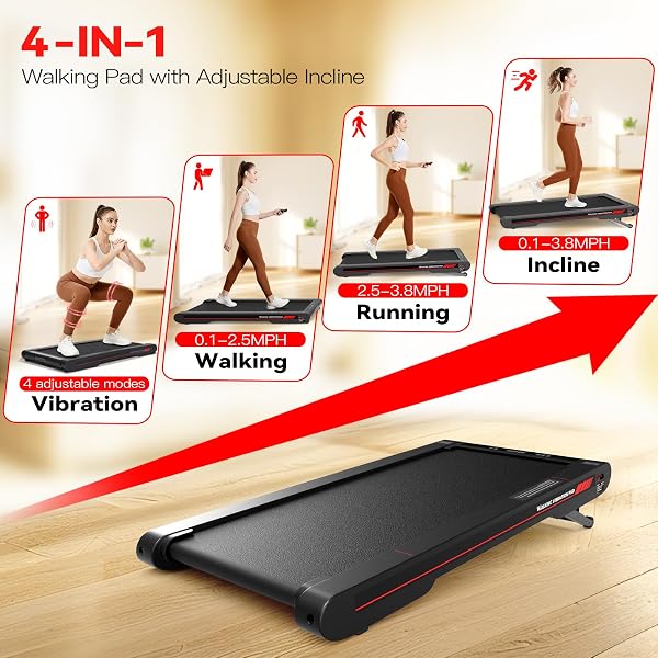 Sperax Walking Treadmill Pad with APP, 3 in 1 Under Desk Treadmill, 400W Low Noise Walking Vibration Pad with Remote Control,Portable Treadmills for Home Office - 5