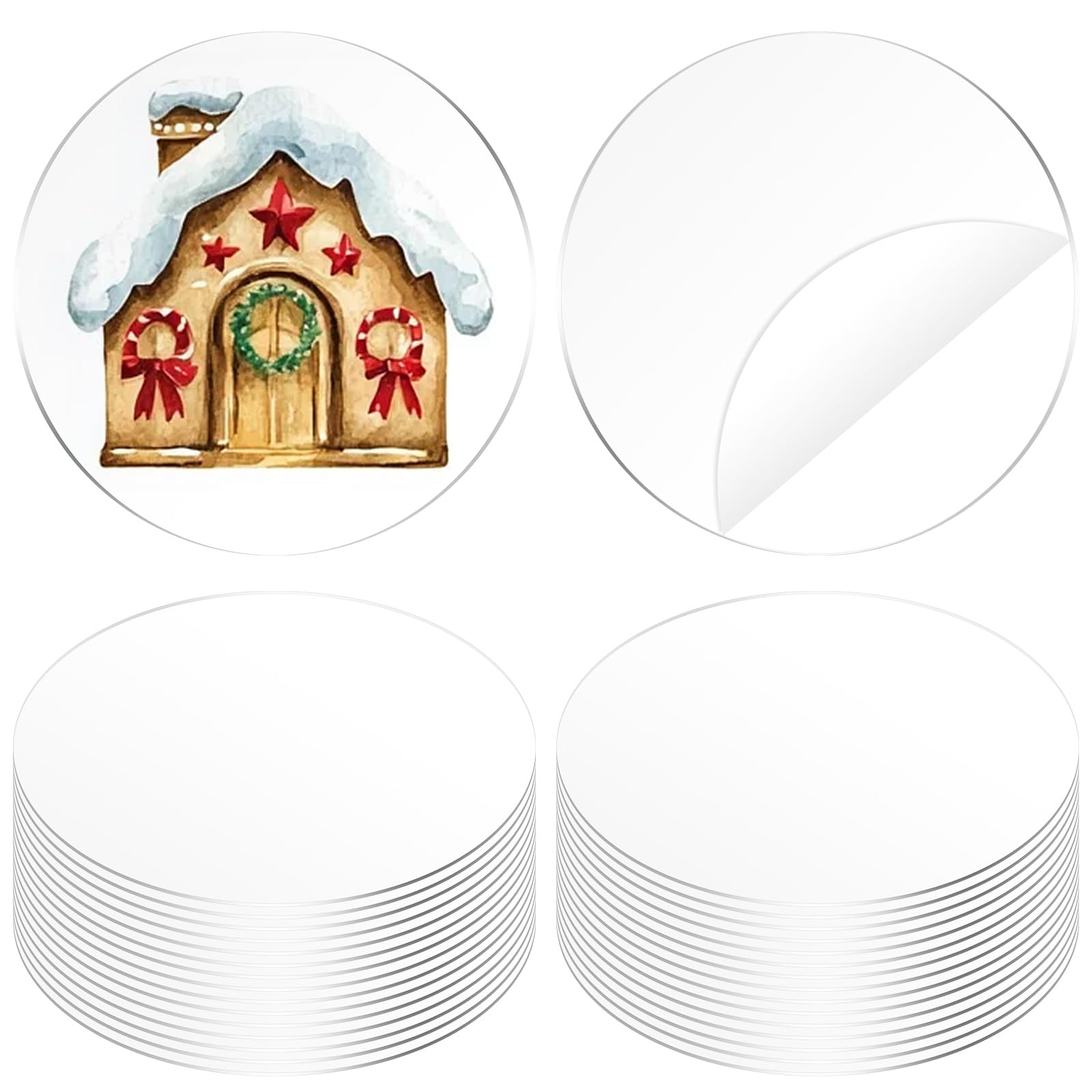 Glarks 30pcs 100mm Blank Clear Acrylic Circle Disc Set, Round Acrylic Blanks Bulk, Circle Disc Ornament, Round Blanks Discs for Paintings, Art Craft