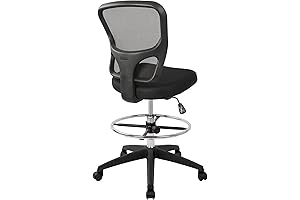 Ergonomic Office Chair, Rolling Stool Chair Armless Standing Desk Chair with Footrest Bar Stools