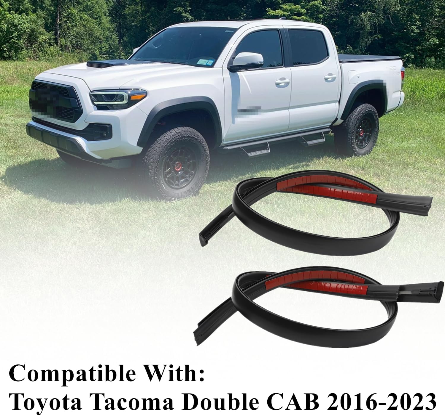 2Pcs Roof Drip Molding Weatherstrip Fit for Toyota Tacoma Double CAB 2016-2023, Pair Roof Trim Weather Stripping Rubber Seal Kit Replace 75552-04080 75552-04081 75552-04082 75551-04080 75551-04082