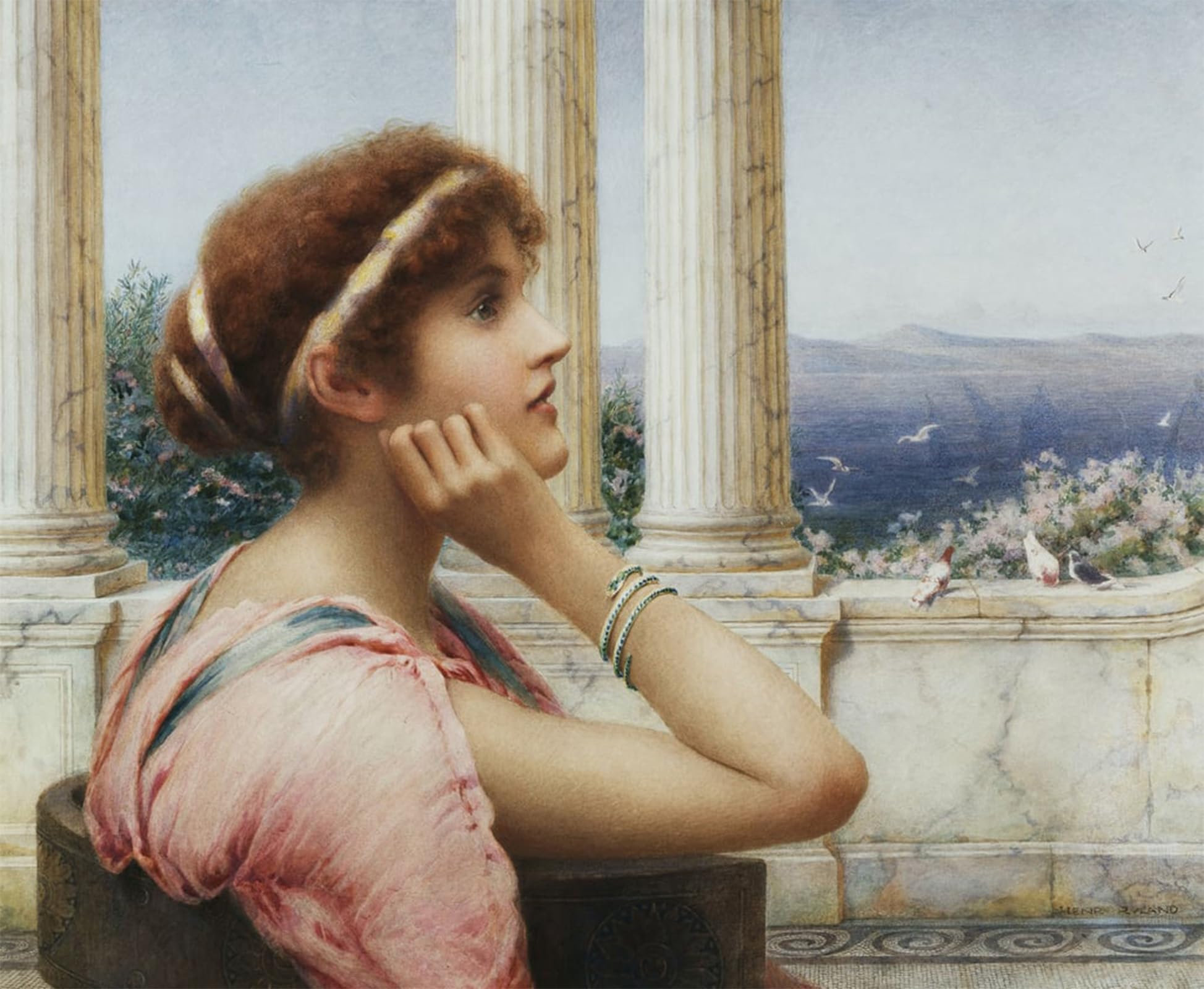 SERENDIPITP Retro Picture Poster Wall Art Pictures Painting a Classical Beauty by Henry Ryland Wall Art Canvas Print for Wall Decor 60x90cm