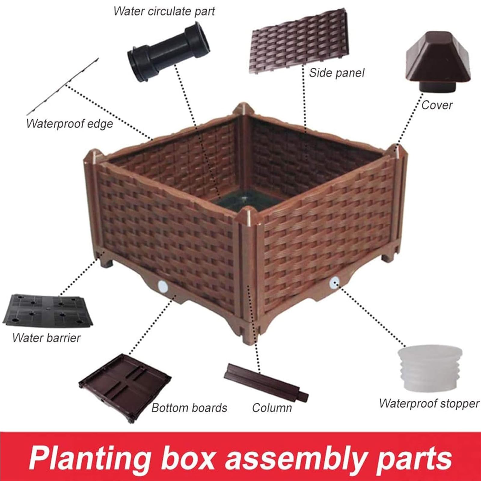 Podwyższona skrzynia ogrodowa z nogami, nowoczesna, plastikowa, podwyższona grządka w stylu rattanu, do warzyw, ziół i kwiatów - Garden Gardening Solution
