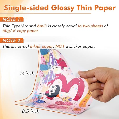 Koala Glossy Thin Inkjet Paper 8.5x11 Inches 100 Sheets Compatible with Inkjet Printer Use DYE INK 115gsm(8.5"X14")