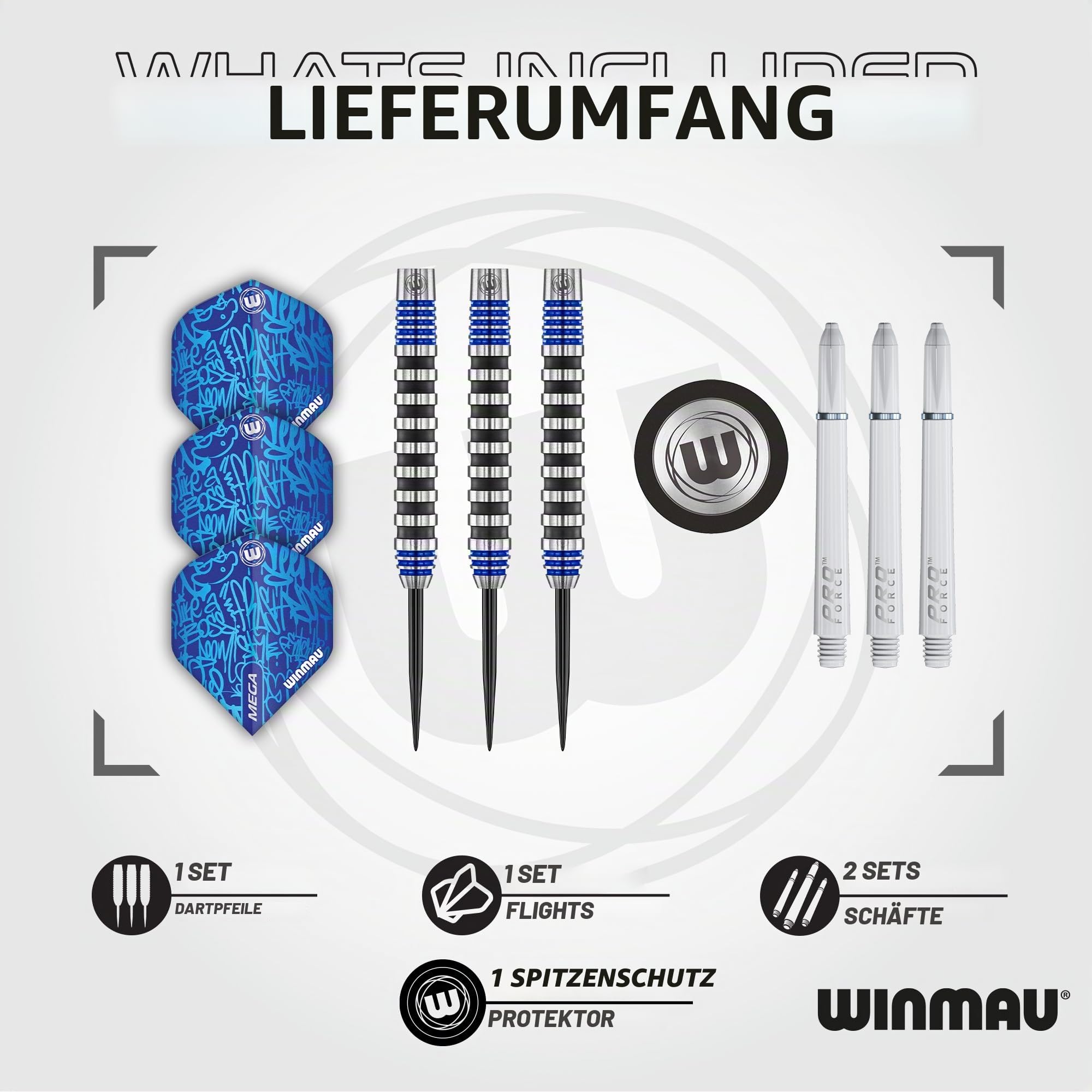WINMAU Darts Advance 500 Series Dartpfeile mit Dartflüge und Dart Stiele