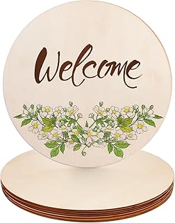 5 Pieces Round Wood Slices,20cm/30cm Unfinished Blank Wooden Circle for Crafts,Round Wood Plaque,Blank Wooden Discs Wooden Sign for Pyrography,Painting and DIY Christmas Door Sign Home Decor (12in)