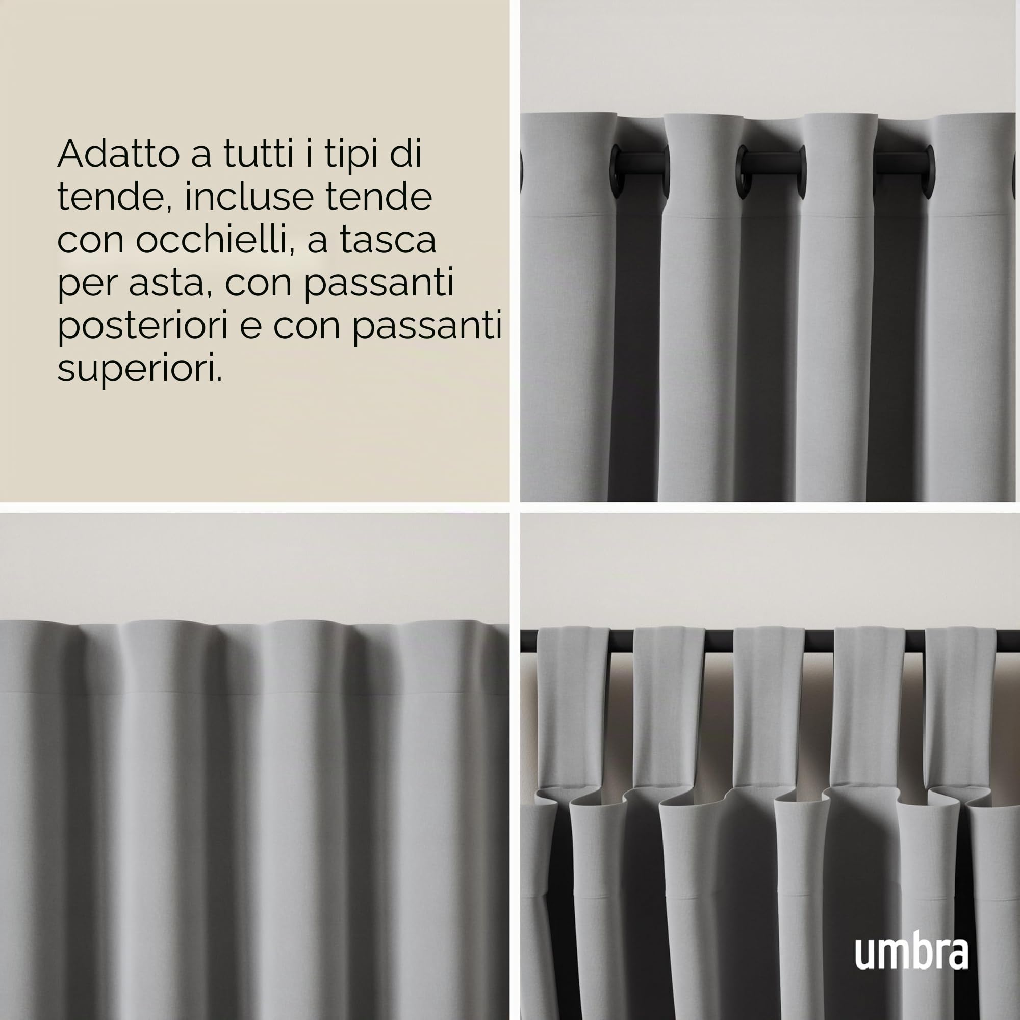 Umbra Set di aste doppie per tende Twilight, il design avvolgente è ideale per tende oscuranti o tende oscuranti, da 76 a 213 cm, nero