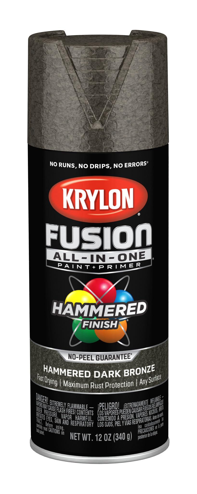 Krylon Fusion All-In-One Adhesive Hammered Finish Spray Paint for Indoor/Outdoor Use, 12 oz, Dark Bronze