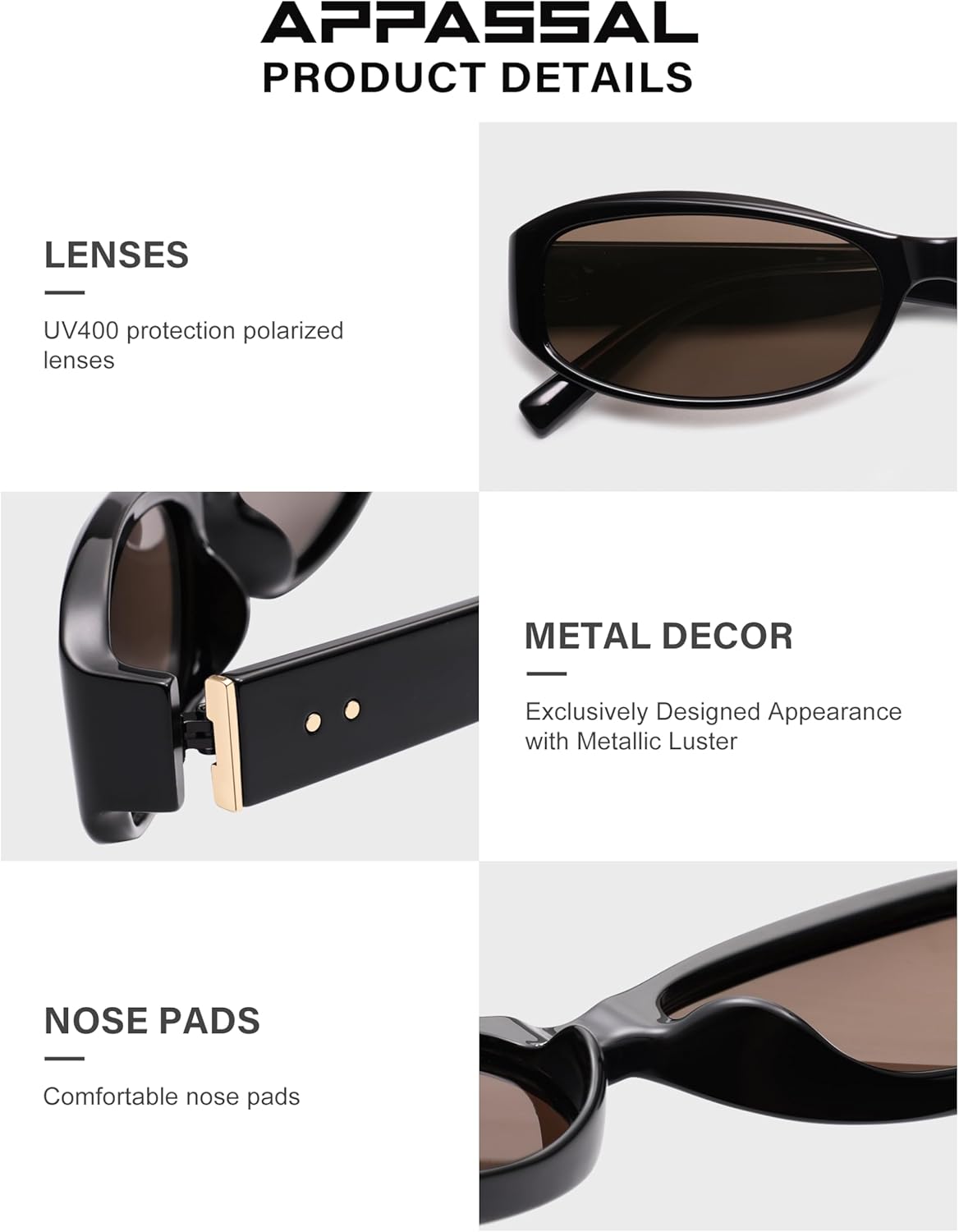 Retro Rectangle Sunglasses for Women Men Polarized Oval Sunnies AP3742 - Image 4