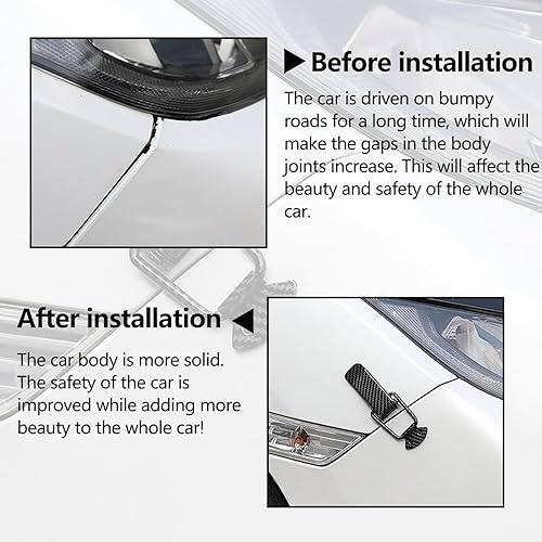 Miniatura 5 de Kewucn 2 cerrojos de clip para parachoques de automóvil, clips de bloqueo de gancho de seguridad de fibra de carbono duraderos, liberación rápida