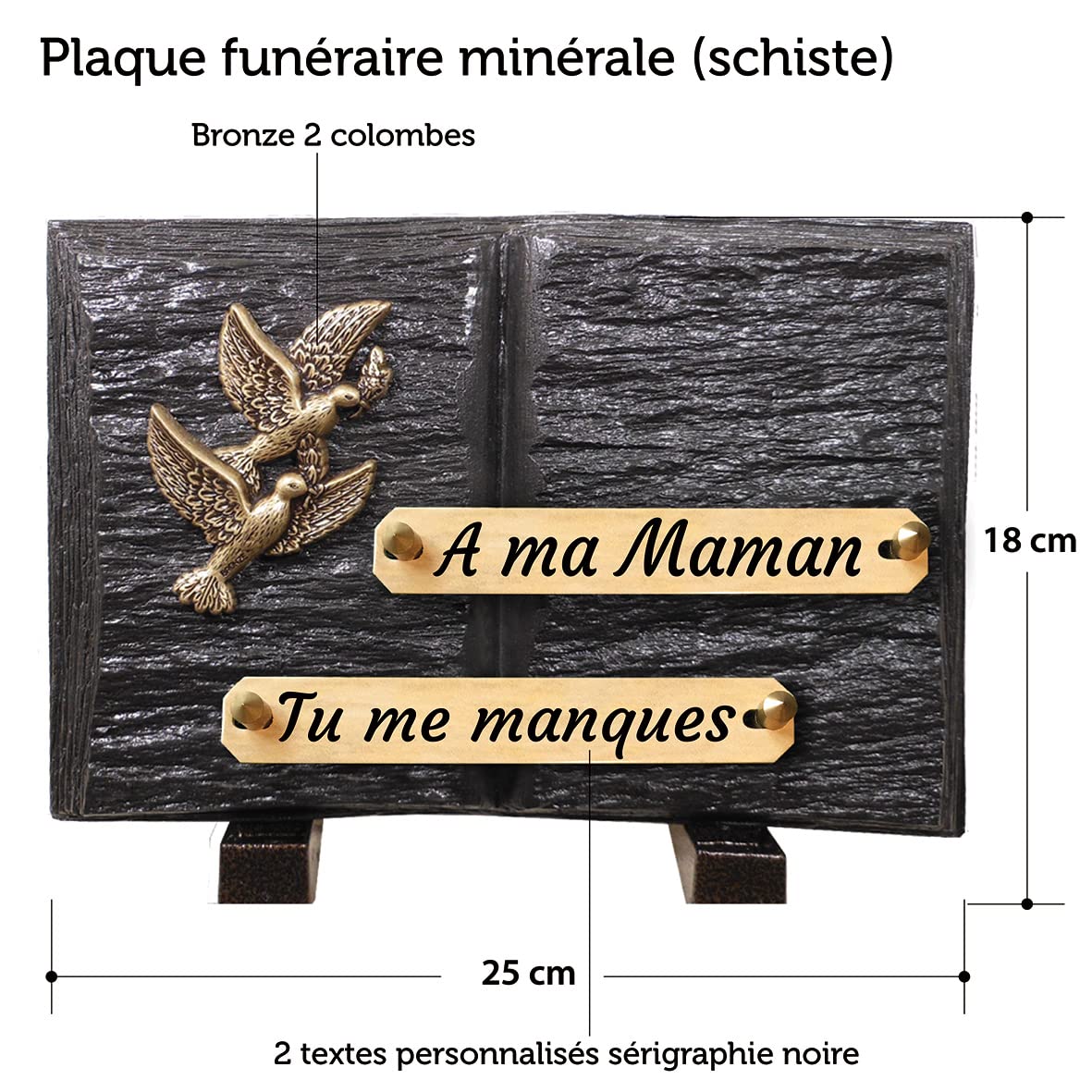 Plaque funéraire avec textes à personnaliser