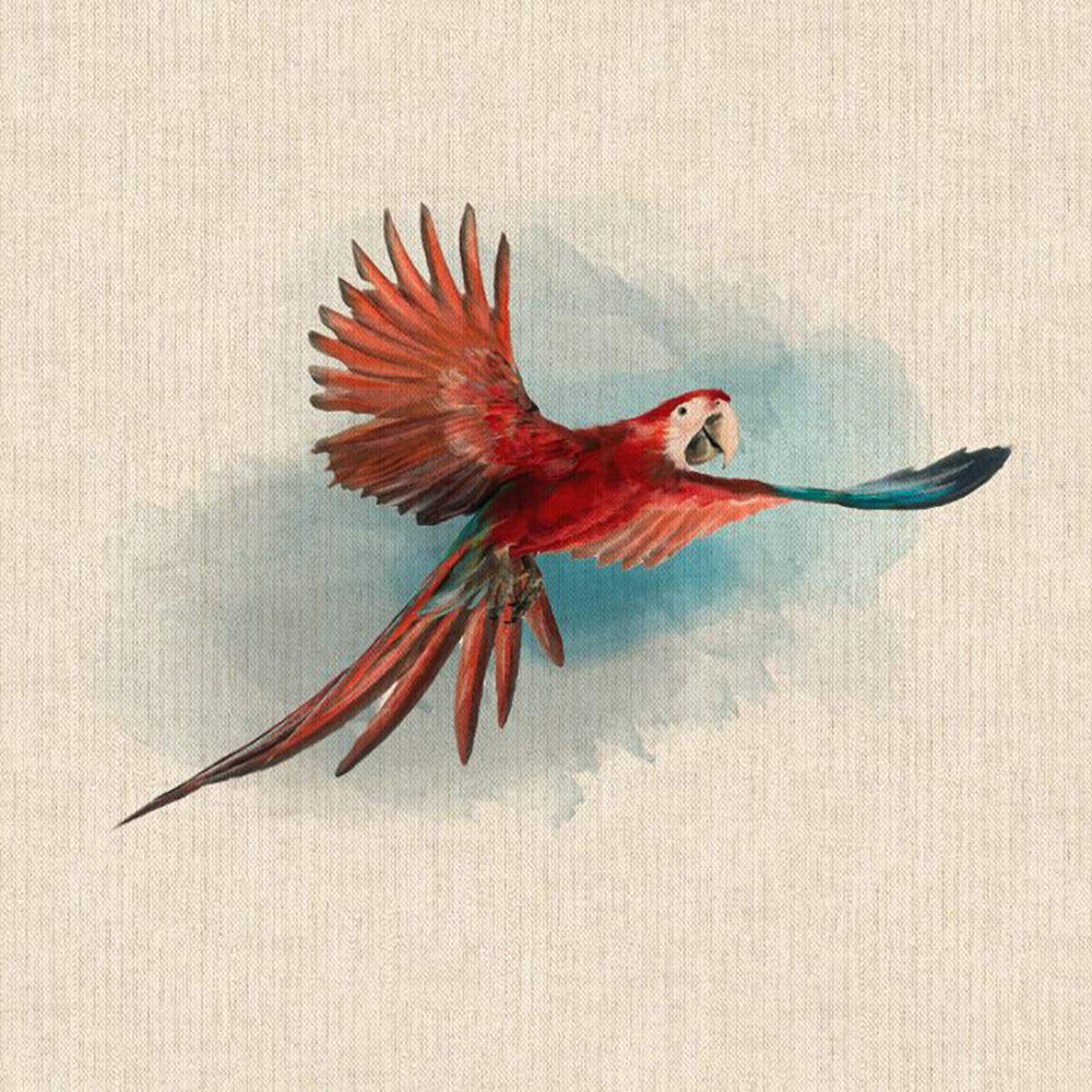 Red Tropical Parrot Panel Jolee Fabrics Linen Fabric By The Metre Cotton Cushion/Bag Panels | Animal Print, Cats, Dogs, Cow, French Bulldog | Perfect For Upholstery, Quilting Panels, Cushions, Bags (Red Tropical Parrot Panel)