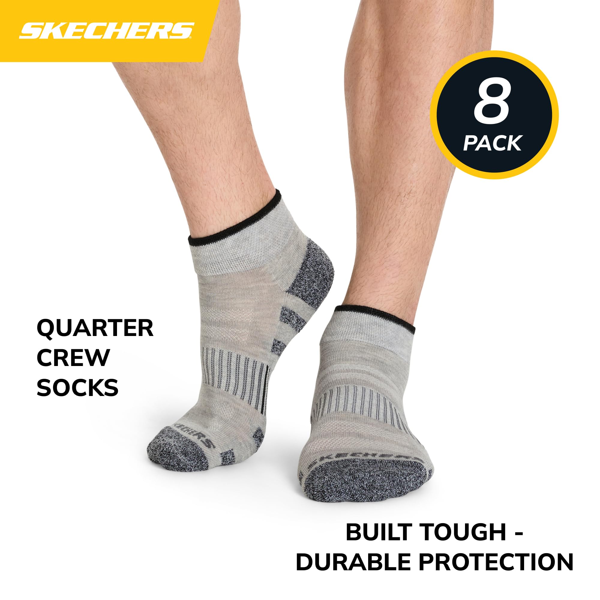 Skechers skarpety Mężczyźni 8-pack Work Collection Quarter Crew Socks, Extended Cushion & Mesh Ventilation