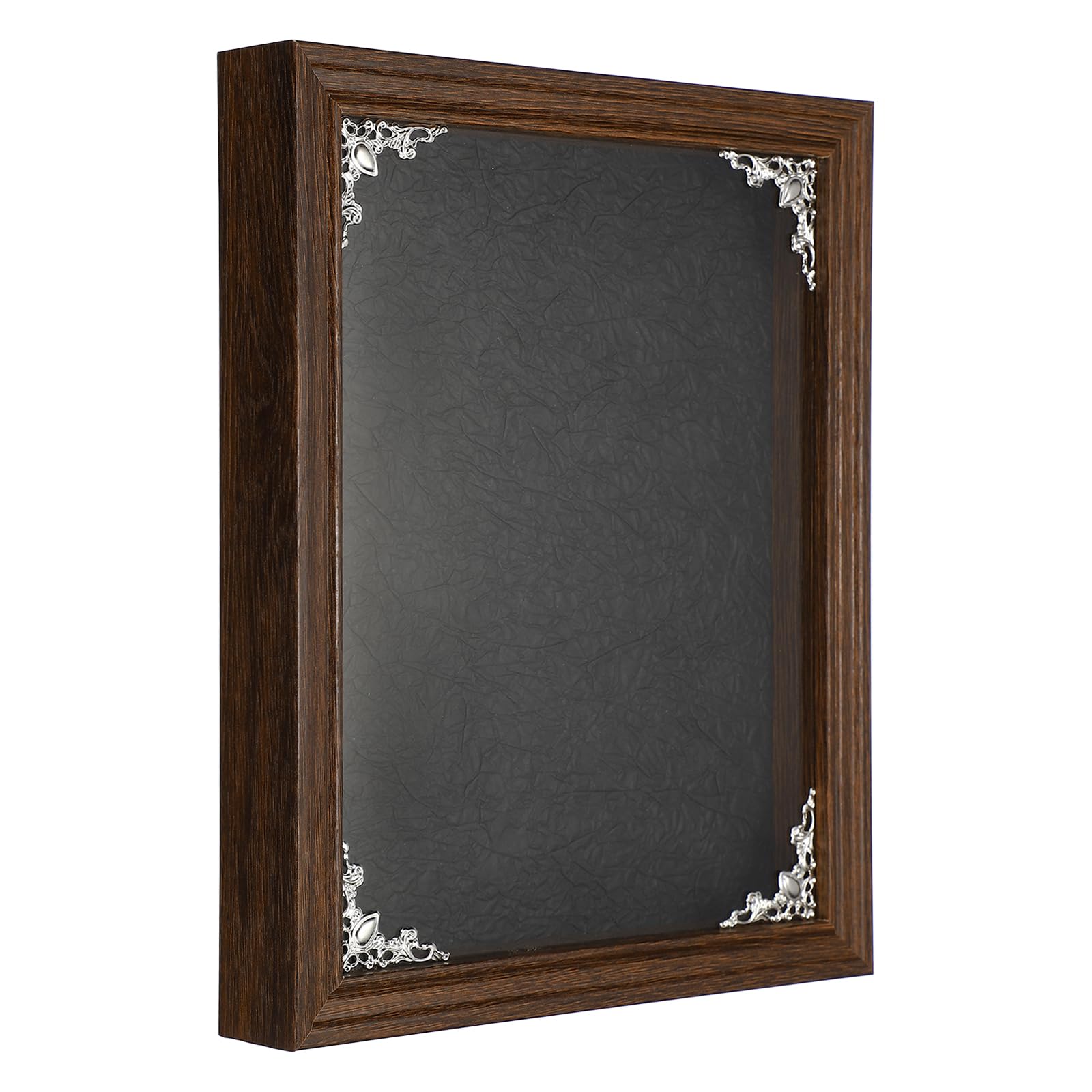 sourcing map Shadow Box Frame, 27 x 22 cm Wooden Display Case with Clear Glass Cover Shadow Box Picture Frame Display Case for Photo Memorabilia Ticket Dried Flower Art Craft Brown