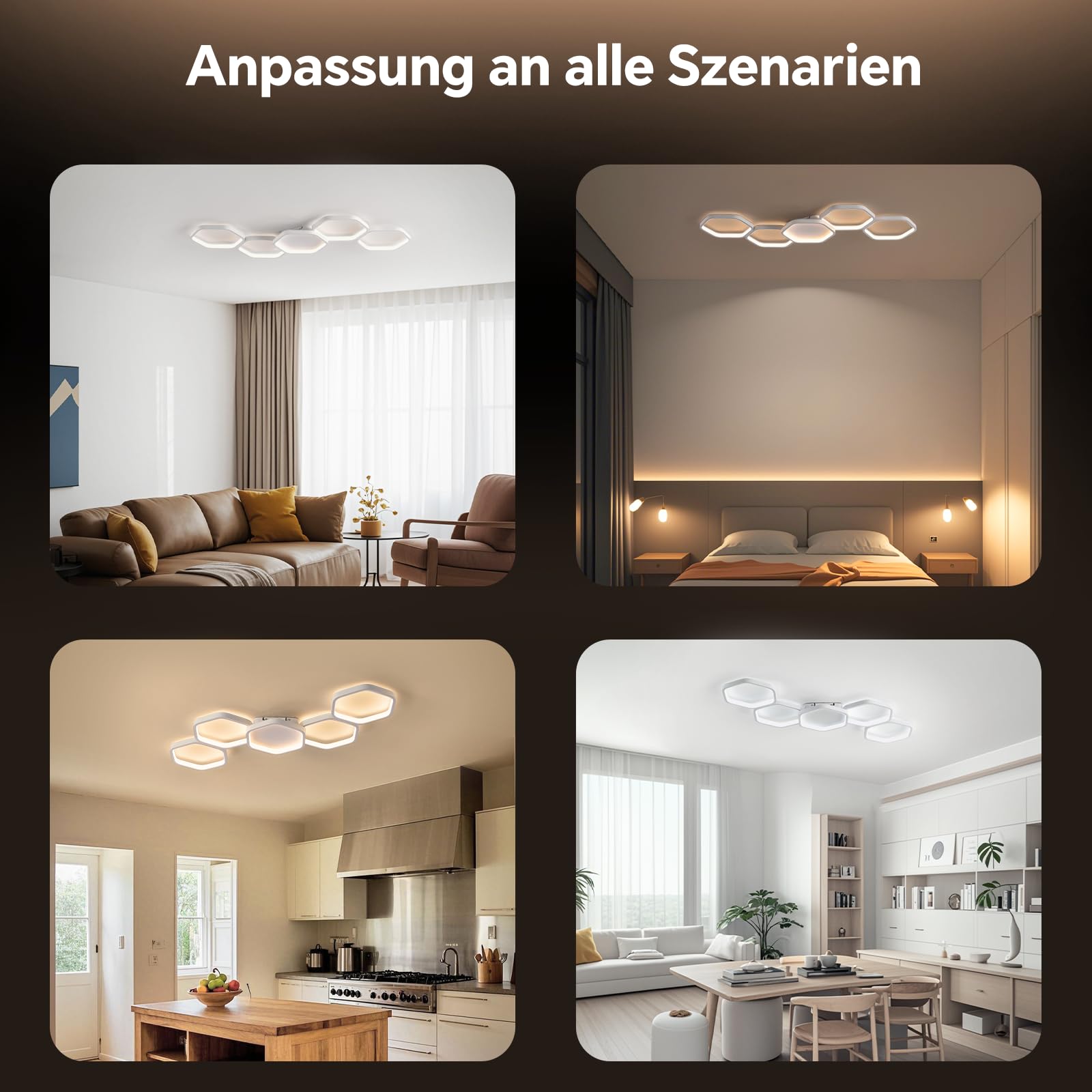 Yuanfenghua Plafoniera a LED, lampada da soffitto dimmerabile con telecomando cambio colore, lampada da soggiorno camera da letto illuminazione moderna a soffitto lampadario, 90cm