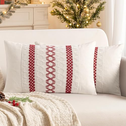 Miniatura 37 de MIULEE Fundas de almohada lumbares decorativas bohemias, cojín de algodón retro, tejidas de macramé para decoración del hogar para cama, sofá,