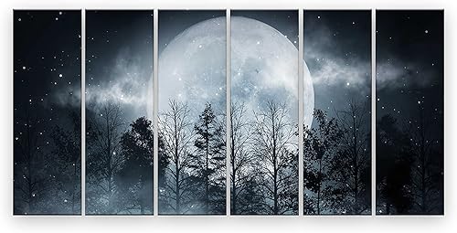 Startonight Lienzo grande para pared, diseño de luna llena, listo para colgar, para sala de estar, imagen grande, decoración de pared del hogar,