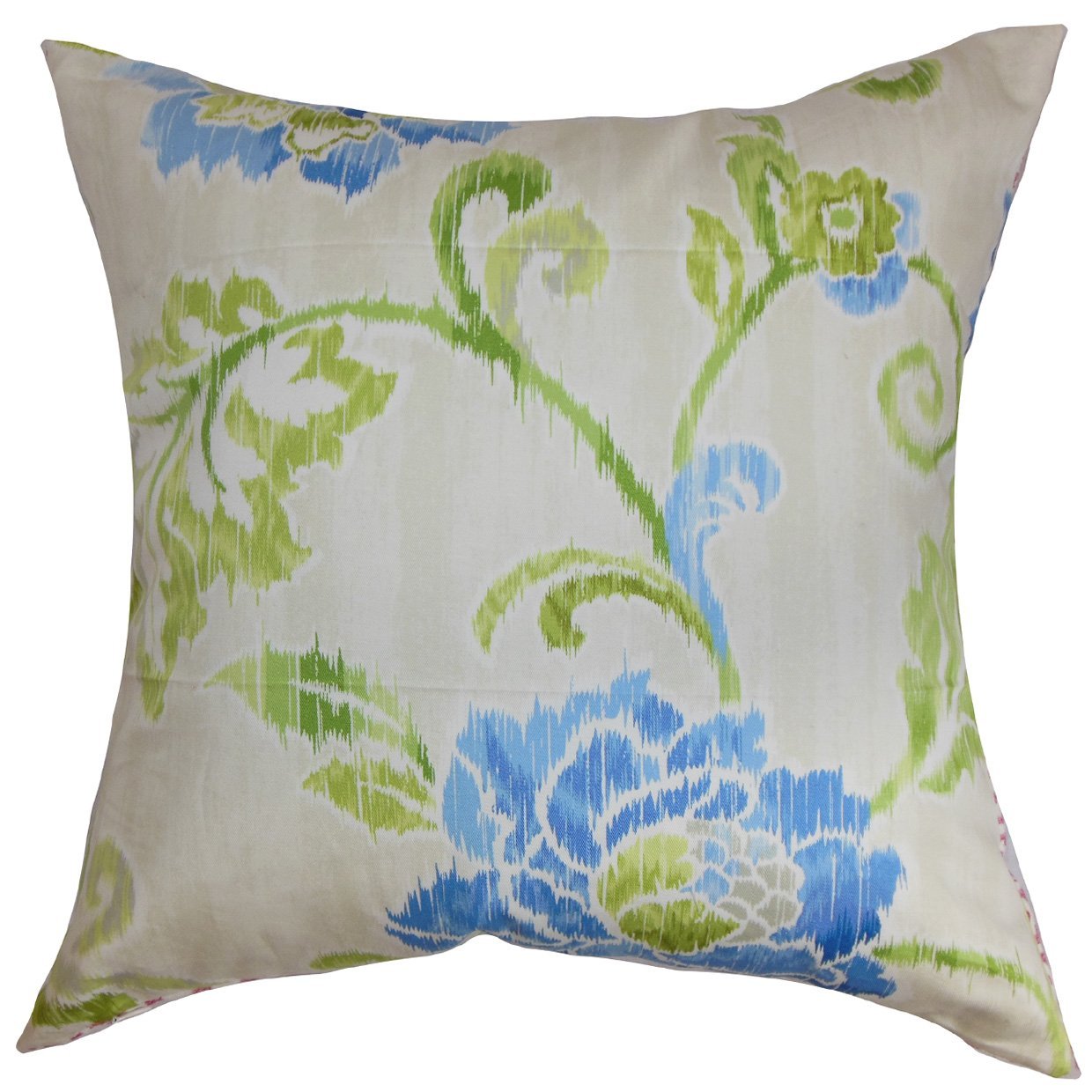 The Pillow Collection Jarrah Floral Cushion Cover, Cotton, Blue, 5525 x 5525 x 1930 cm