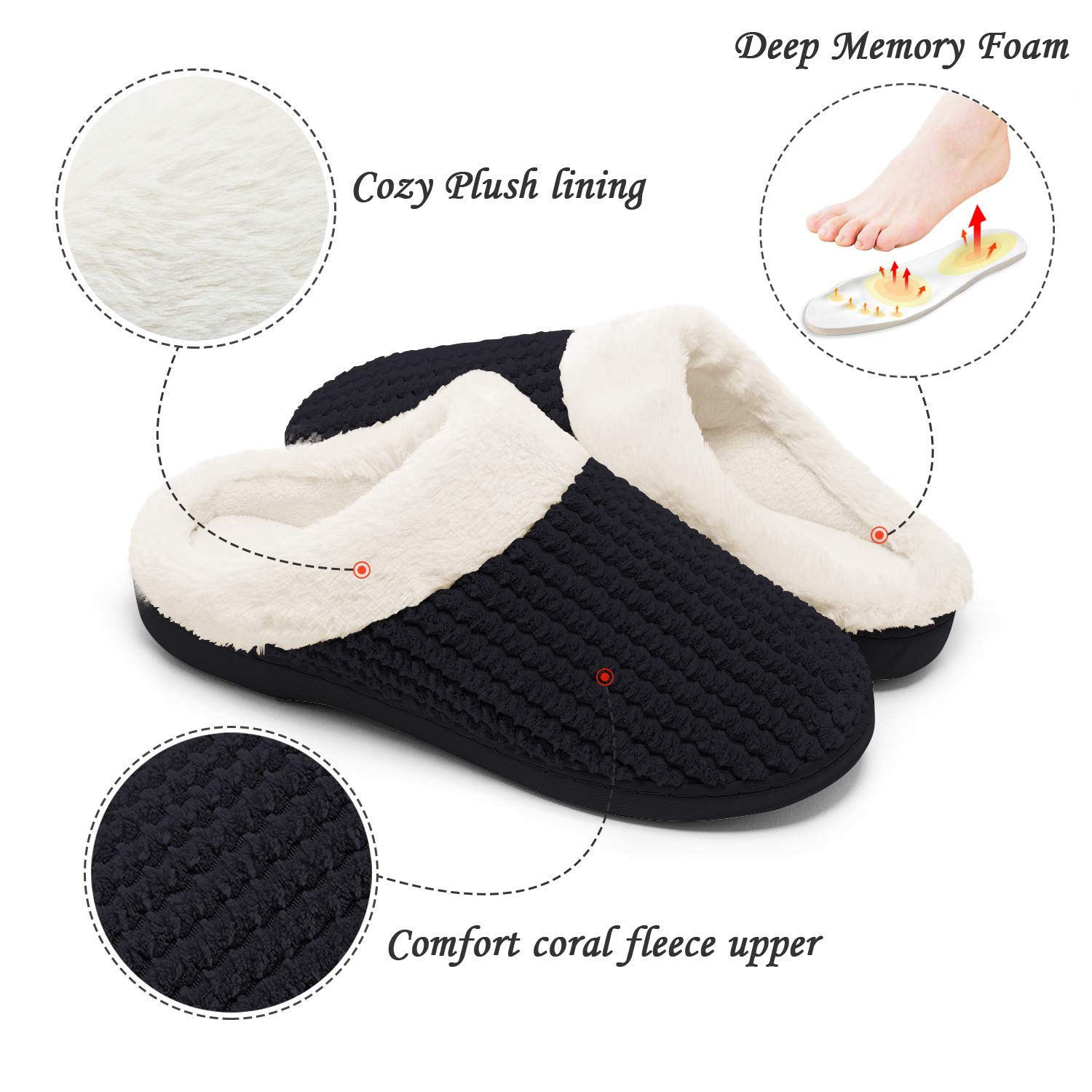 Kuako Inverno Pantofole Donna Peluche Ciabatte Caldo Comode Scarpe da Casa Antiscivolo Memoria Schiuma Pantofole Interno Esterno