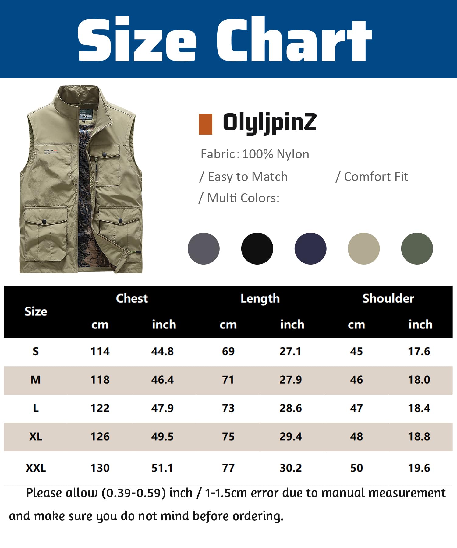 Gilet de Pêche pour Hommes Multi-Poches Gilet de Plein air Léger Loisirs Veste de Sport Été Respirant sans Manche Veste à Séchage Rapide Photographie Camping et Chasse Randonnée Gilet