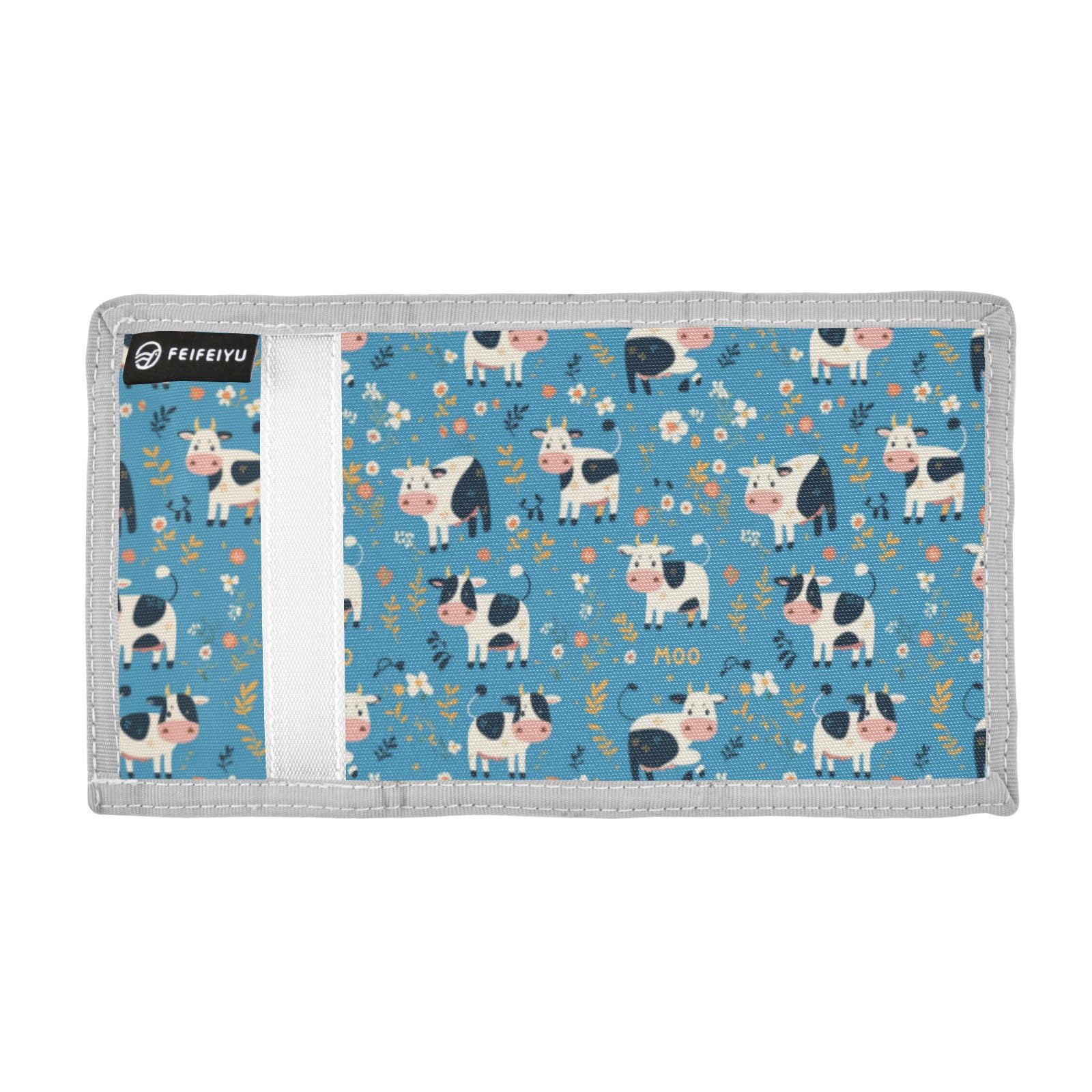 Wusikd Cartoon Cow Leaves Kids Wallet for Boys Girls Cute Toddler Trifold Wallet Novelty Wallet for Teens Women Men