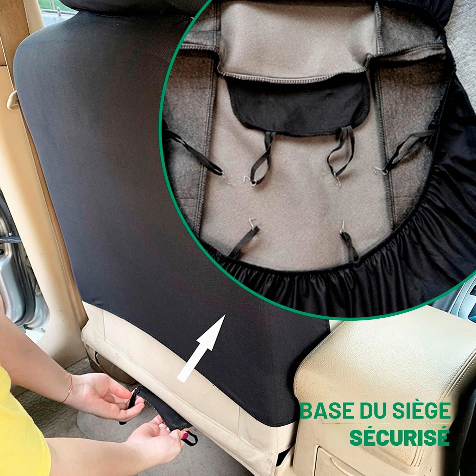 Lot de 2 housses de siège avant de voiture - Taille universelle - Imperméables - Compatibles avec les airbags - Faciles à installer avec housses d'appui-tête