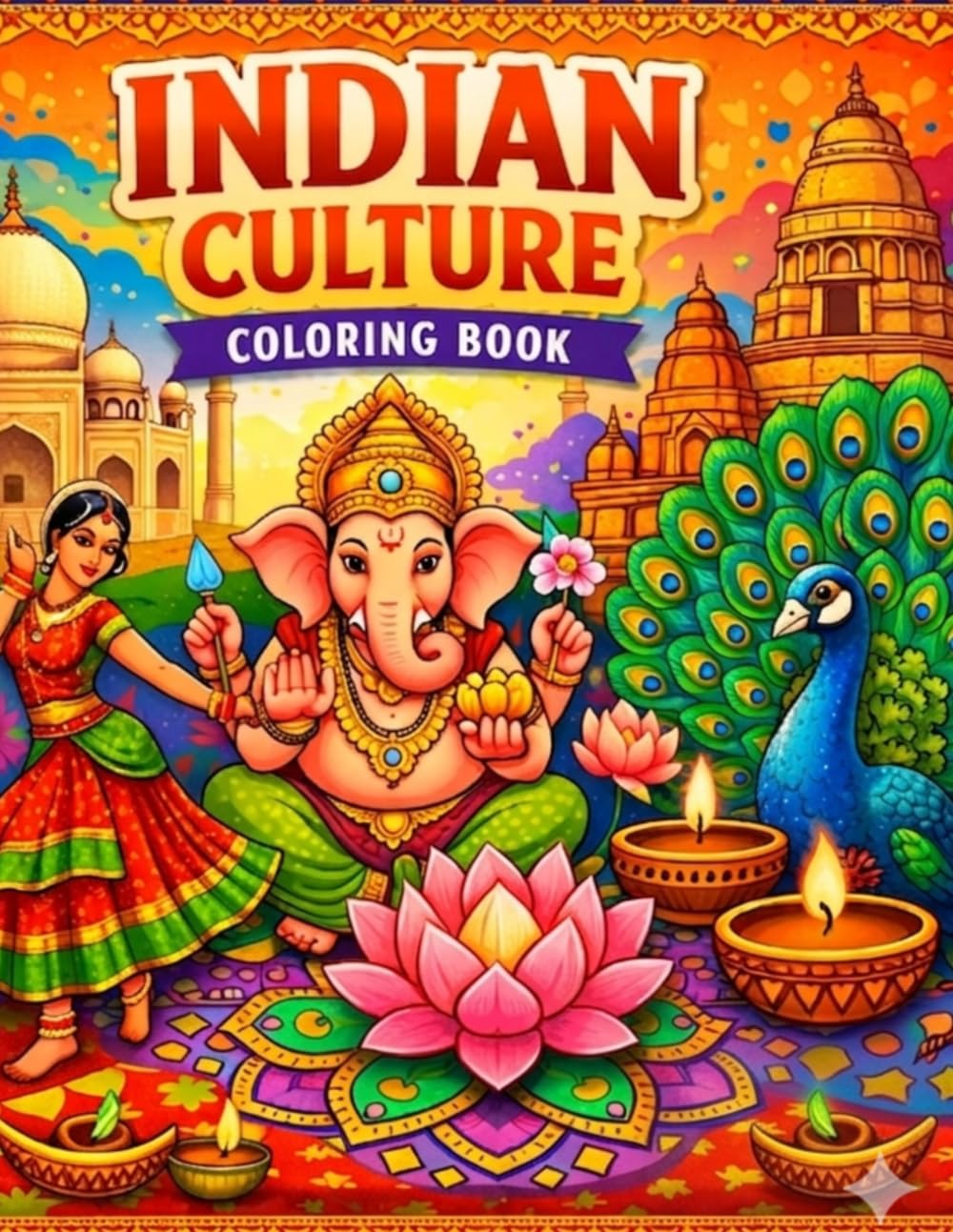 Indian Culture Coloring Book: Explore India’s Festivals, Traditions, Monuments & Cultural Heritage