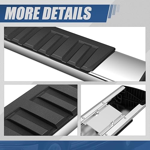 Miniatura 9 de Auto Dynasty Estribos Nerf Bar de 6 pulgadas compatibles con Silverado Sierra 1500 2500HD 3500HD Crew Cab 07-19, acero inoxidable, cromo pulido