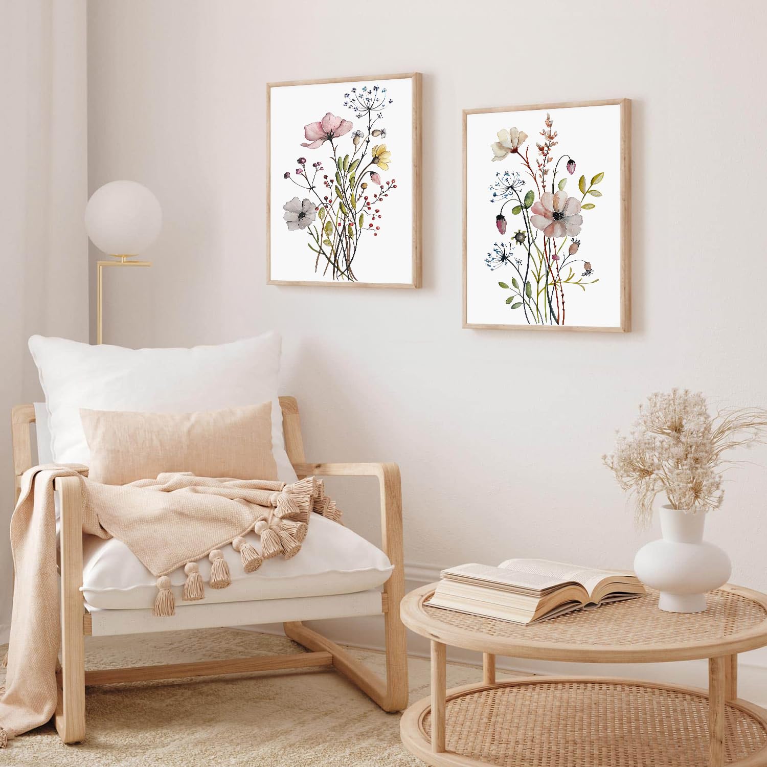 SVRXART Set Di 3 Stampe Floreali Con Fiori Di Campo – Acquerello Incorniciato 30,5x40,6 Cm Per Soggiorno E Camera - 4